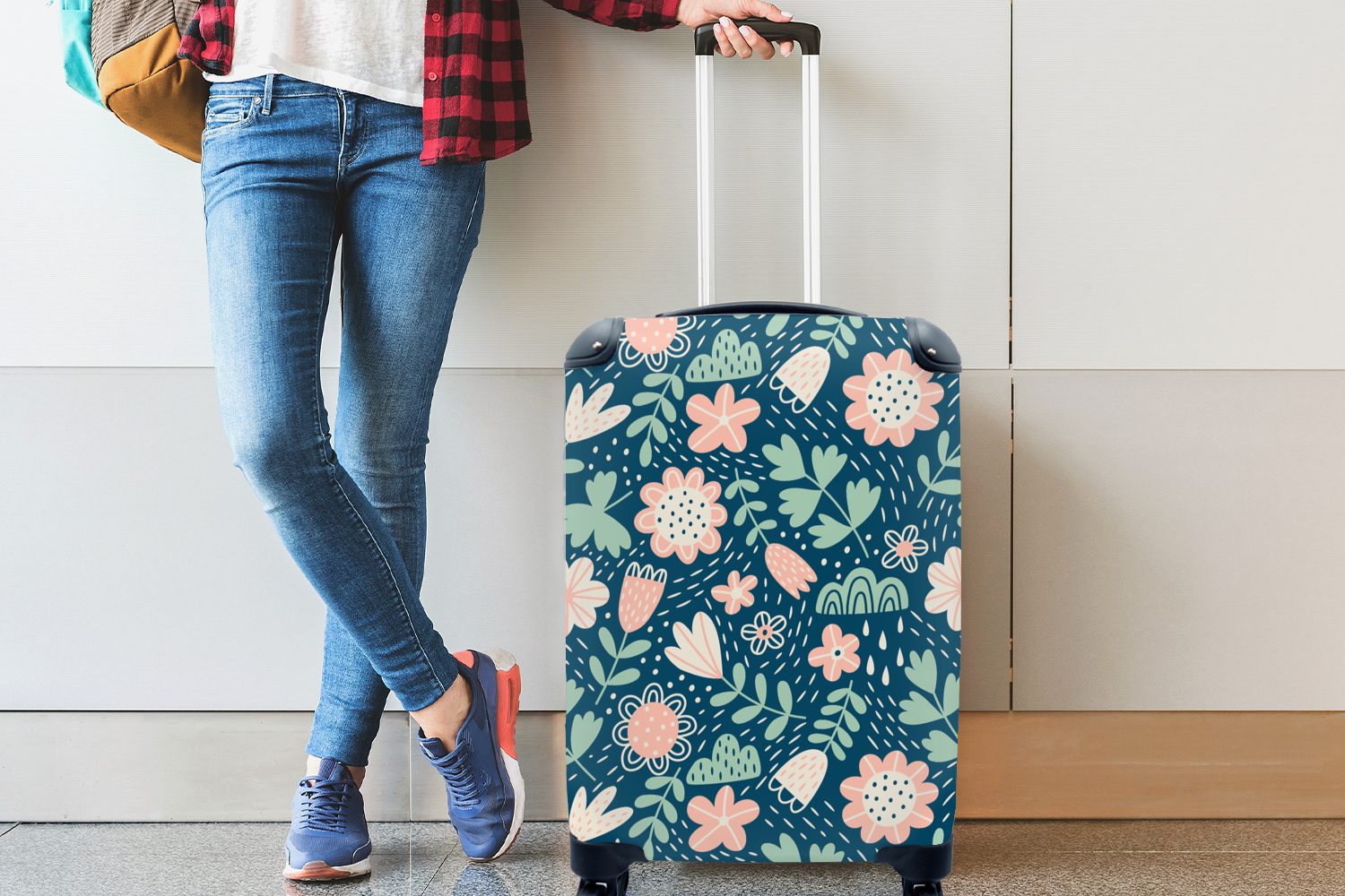 4 Handgepäckkoffer Reisekoffer Trolley, für MuchoWow Muster - Ferien, Blumen Rollen, mit rollen, Pflanzen, Reisetasche Handgepäck -