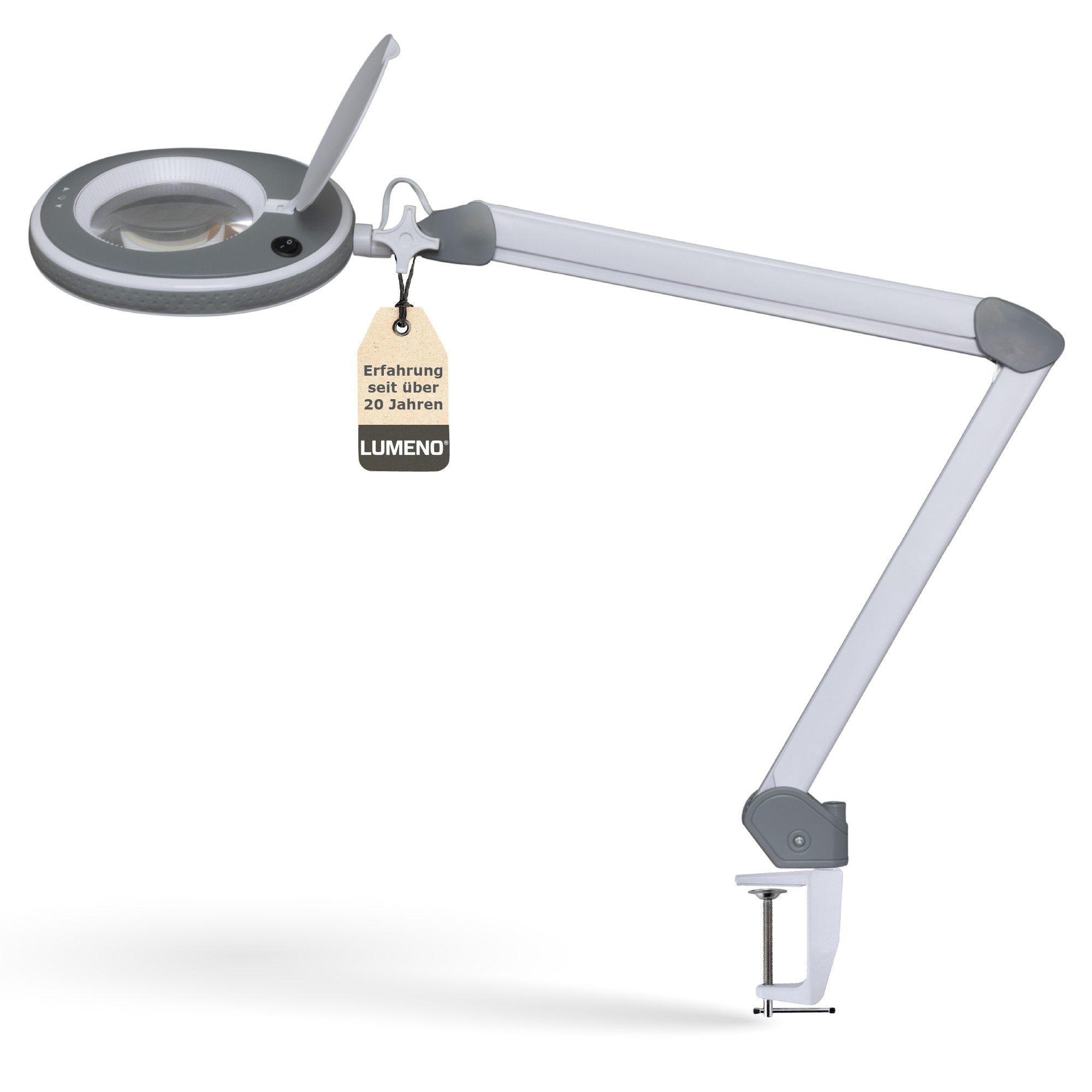 Lumeno Lupenlampe 821X LED dimmbare Lupenlampe mit kristallklarer 127mm Linse, LED fest integriert, Kaltweiß, 6500 K