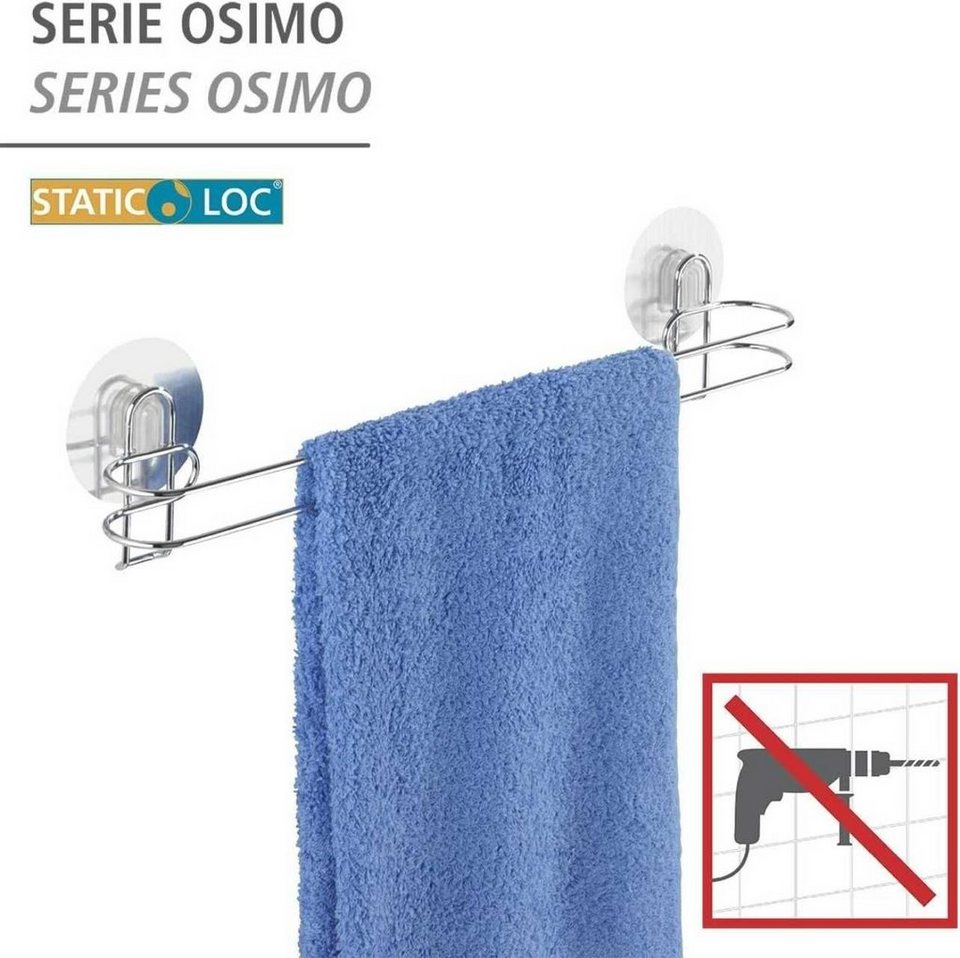 WENKO Handtuchhalter, Static-Loc® Handtuchstange Osimo - Befestigen ohne  bohren, Stahl