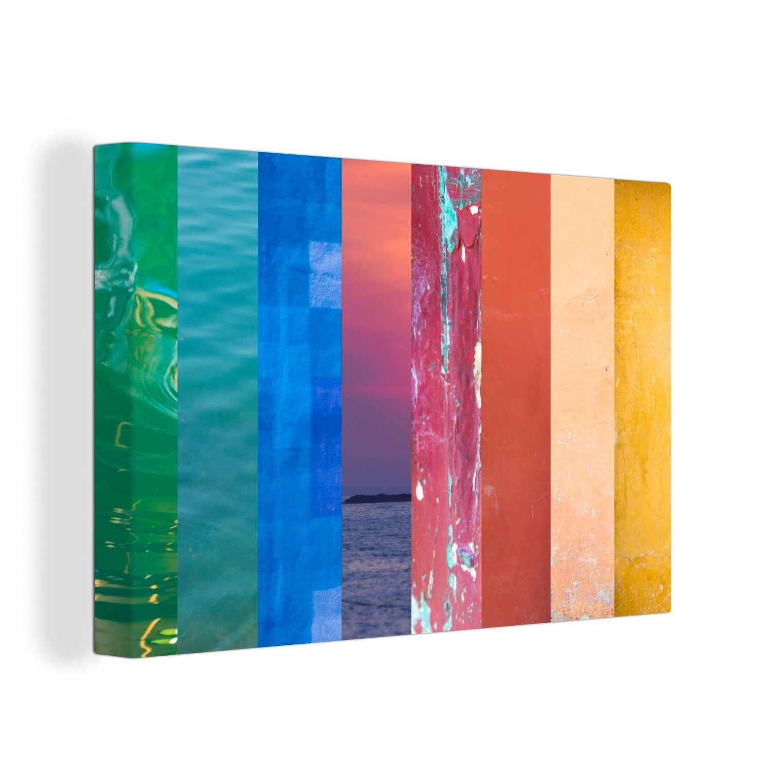 OneMillionCanvasses® Leinwandbild Regenbogen aus Fotos, (1 St), Wandbild Leinwandbilder, Aufhängefertig, Wanddeko, 30x20 cm