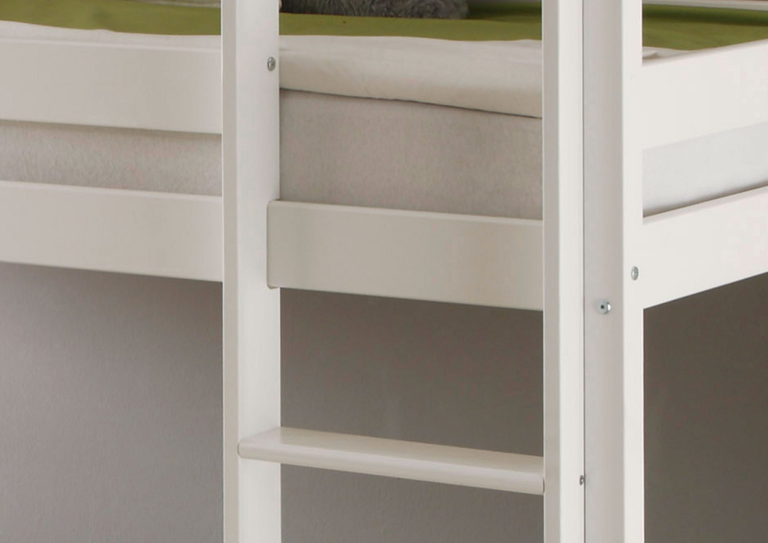 Homeline Kevin Bunk Bed, Children's Bed, White, Loft Bed, Divisible, Solid Wood, 90x200 cm