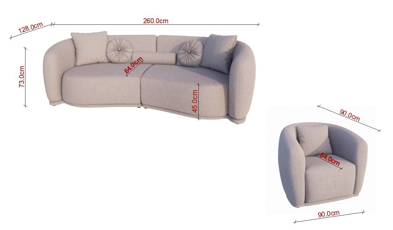 Möbeldreams Sofa Sofa 3-3-1 Set Designer Modern