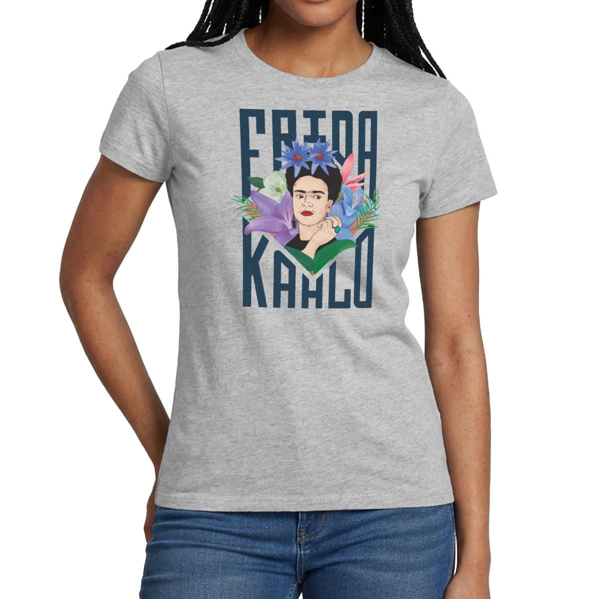 Spreadshirt T-Shirt Frida Kahlo Mit Blumenkranz Portrait Frauen T-Shirt (1- günstig online kaufen