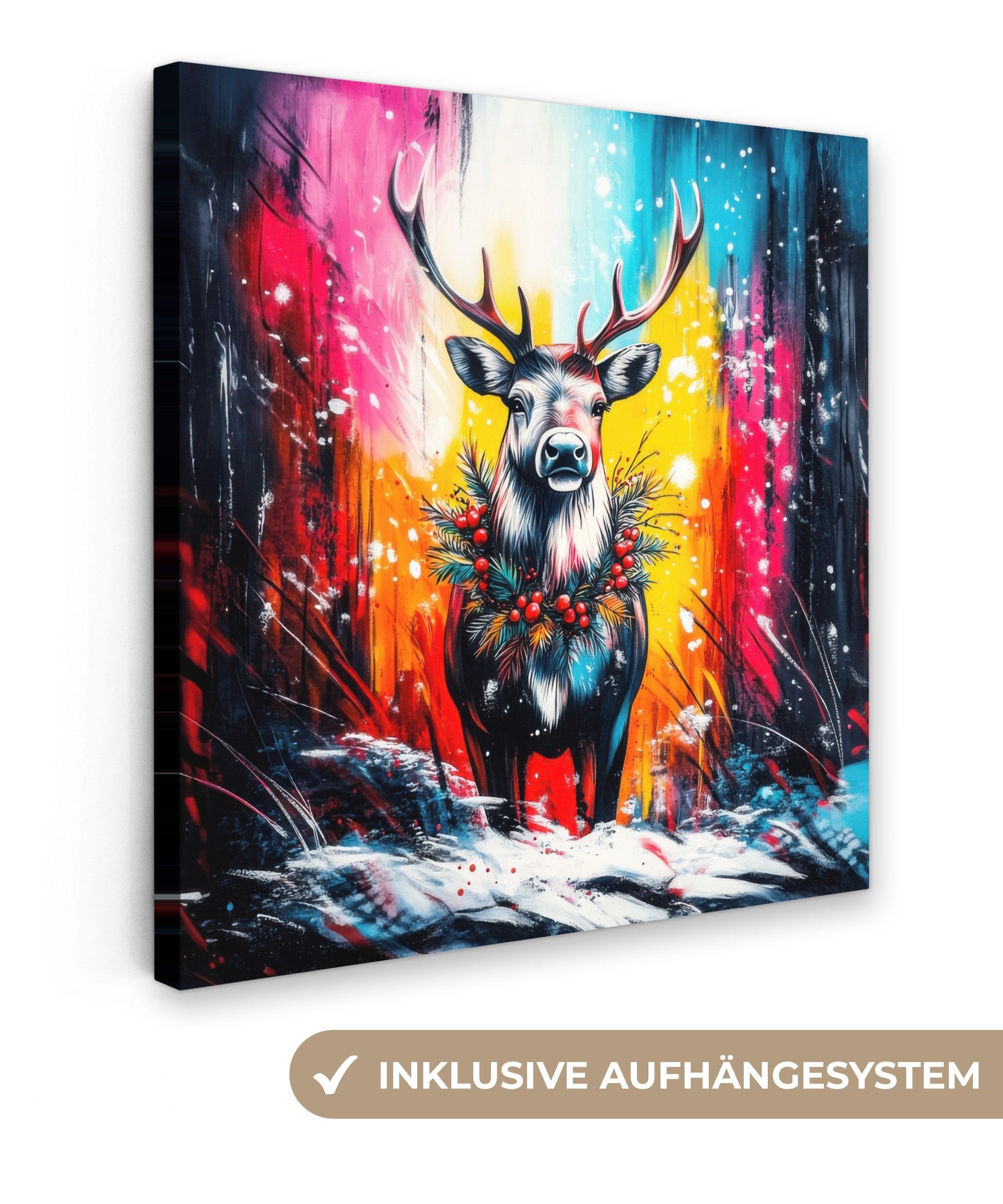 OneMillionCanvasses® Leinwandbild Rentier - Geweih - günstig online kaufen