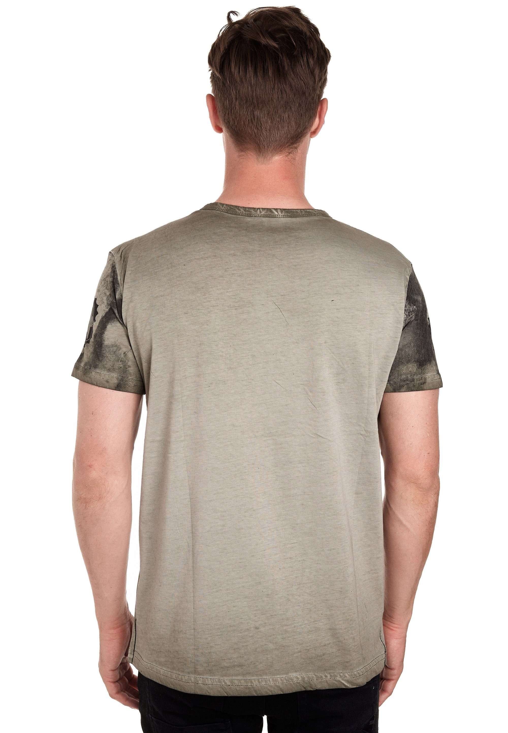 Rusty Neal T-Shirt in Batik-Design tollem khaki