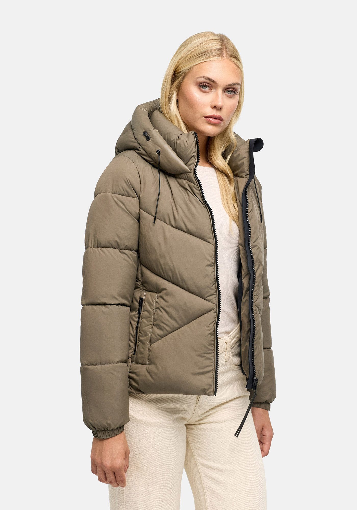 Marikoo Winterjacke Pinaa Warme Stepp-Winterjacke mit Kapuze für kalte Wintertage – Bild 3 von 5