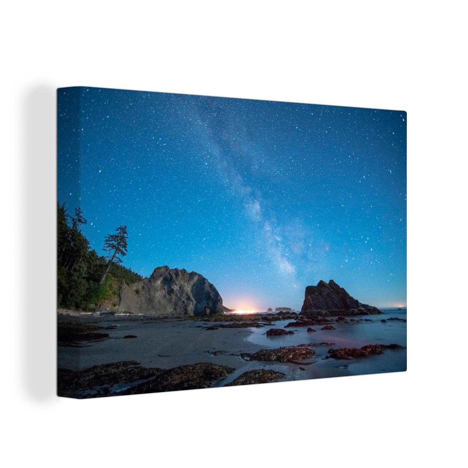 OneMillionCanvasses® Leinwandbild Milchstraße über dem Olympic National Park, (1 St), Wandbild Leinwandbilder, Aufhängefertig, Wanddeko, 30x20 cm