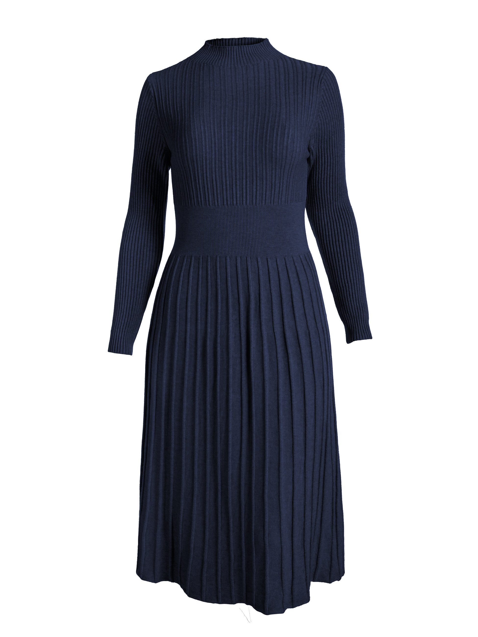 PEKIVESSA Strickkleid Midikleid tailliert weicher Strick mit ausgestelltem günstig online kaufen