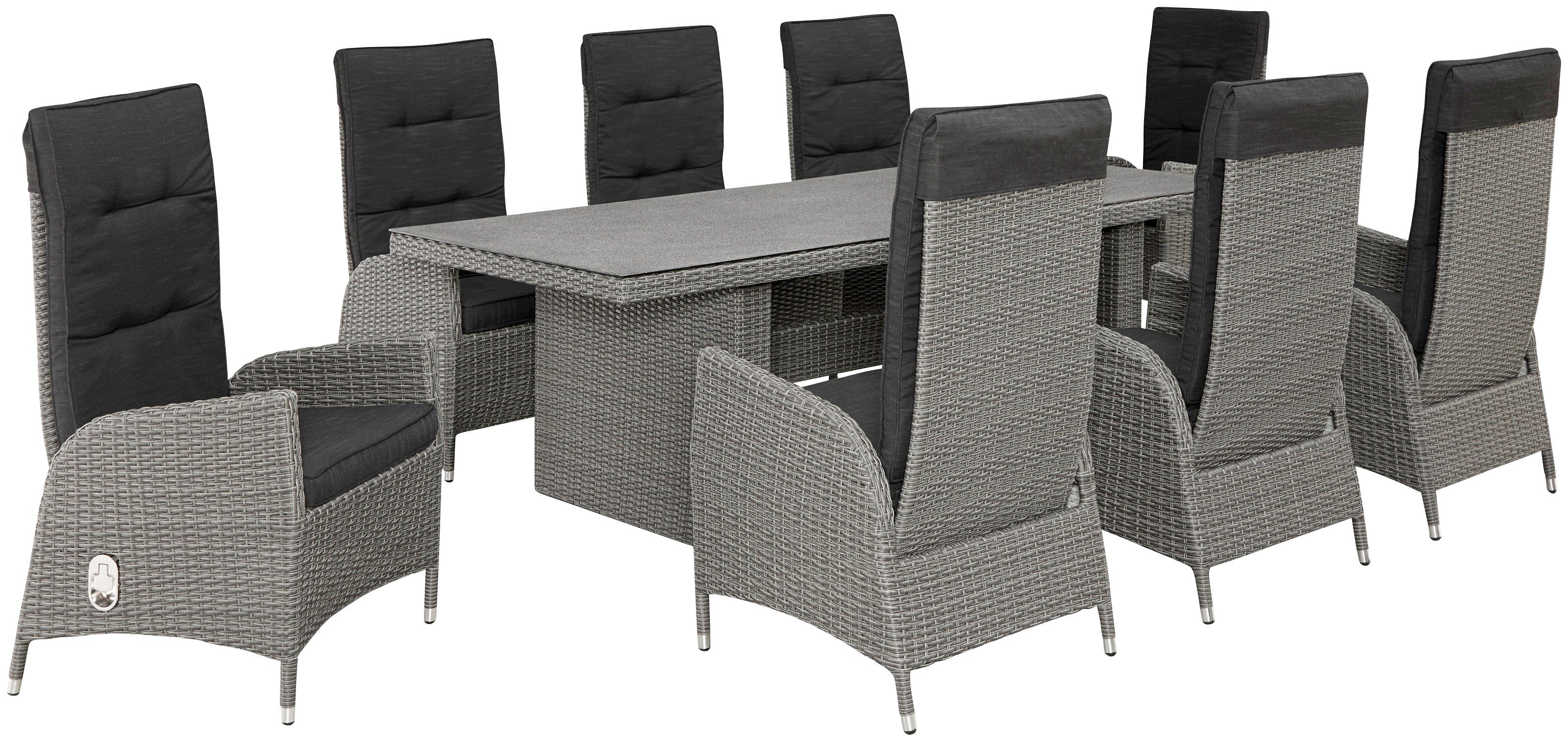 KONIFERA Garten-Essgruppe Brisbane, (Set, 17-tlg., inkl. Auflagen, 8x Sesse günstig online kaufen