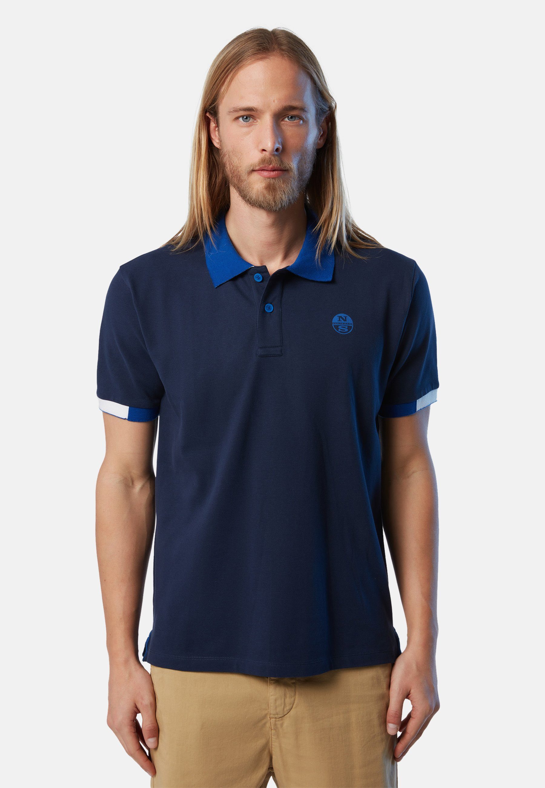 mit Poloshirt BLUE Sails Bio-Baumwolle Poloshirt Design North aus DARK klassischem