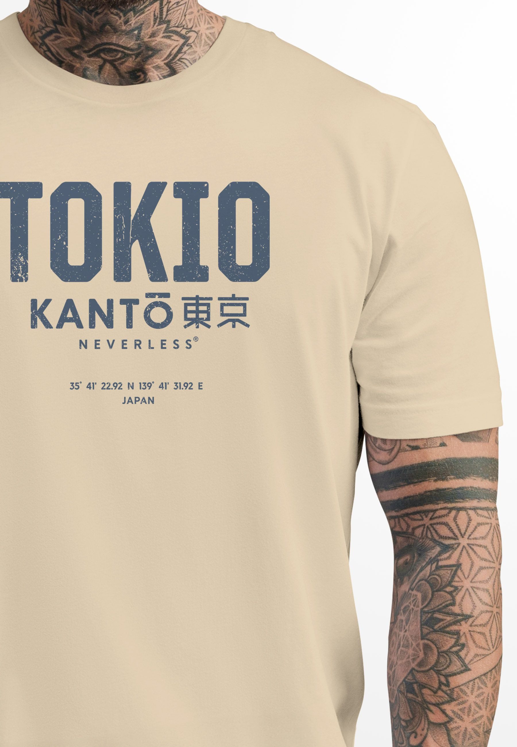 Neverless Print-Shirt Herren T-Shirt Frontprint Tokyo günstig online kaufen