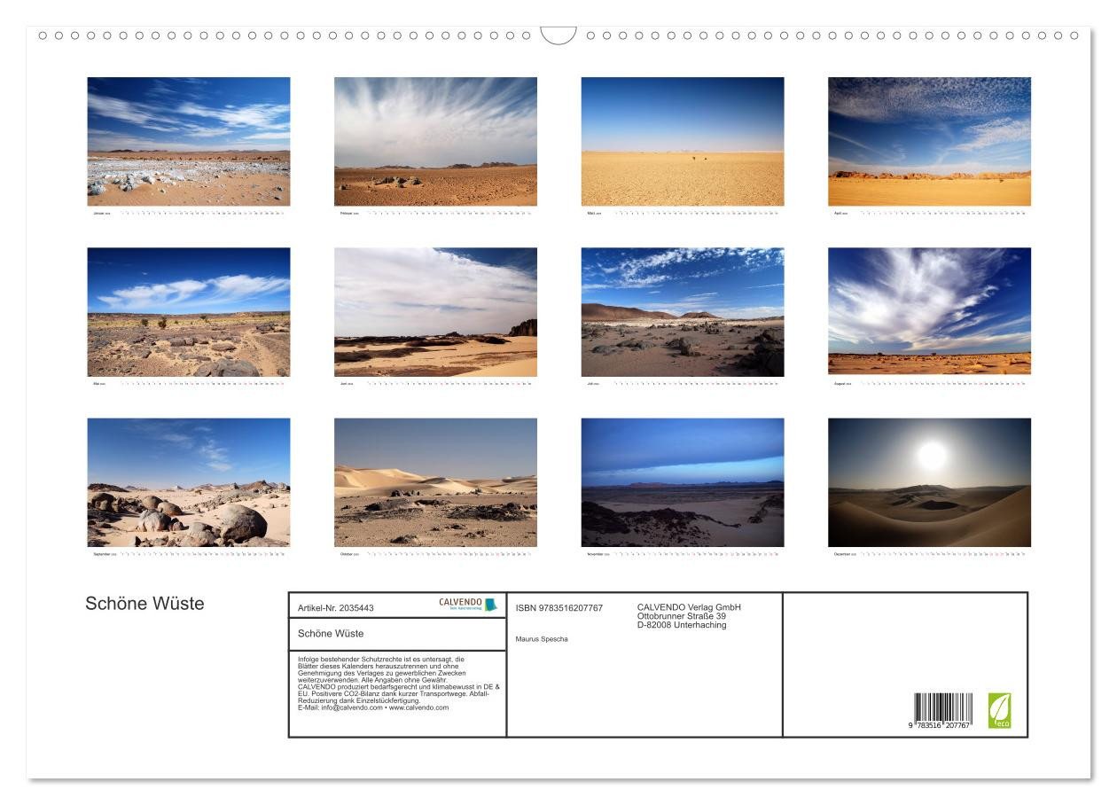 Thumbnail - CALVENDO Wandkalender Schöne Wüste (Wandkalender 2026 DIN A2 quer), CALVENDO Monatskalender