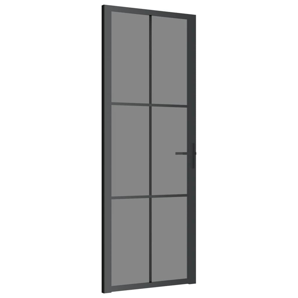 vidaXL Haustür Innentür 76x201,5 cm Schwarz ESG-Glas und Aluminium (1-St)