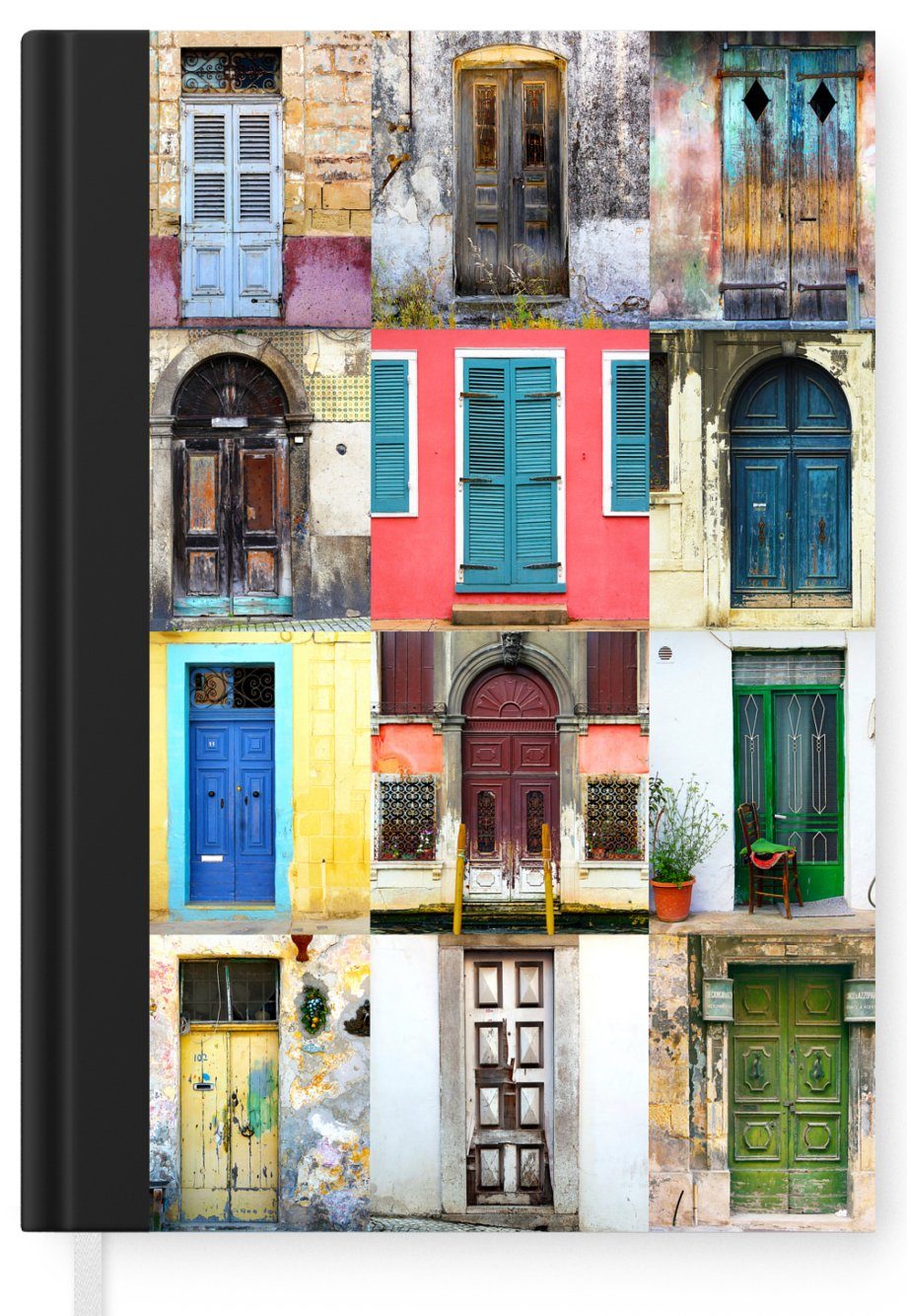 MuchoWow Notizbuch 98 - Tagebuch, Collage, Seiten, Architektur Haushaltsbuch - A5, Regenbogen Türen Merkzettel, - Notizheft, Journal