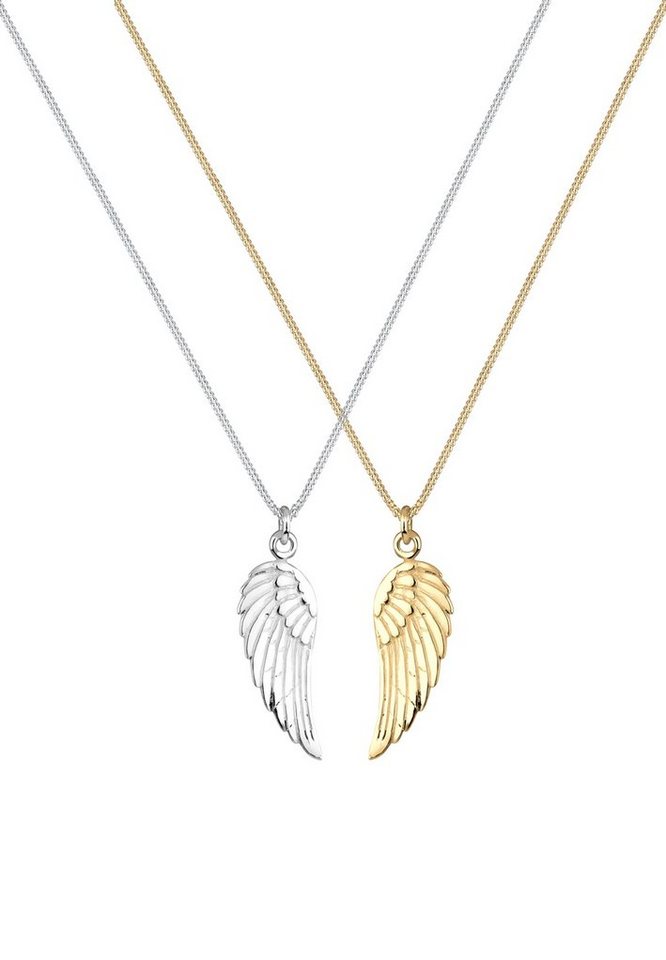 Elli Ketten-Set Partnerkette Friends Flügel Bi-Color 925er Silber, Trendige  Flügel Halskette, 925er Sterling Silber