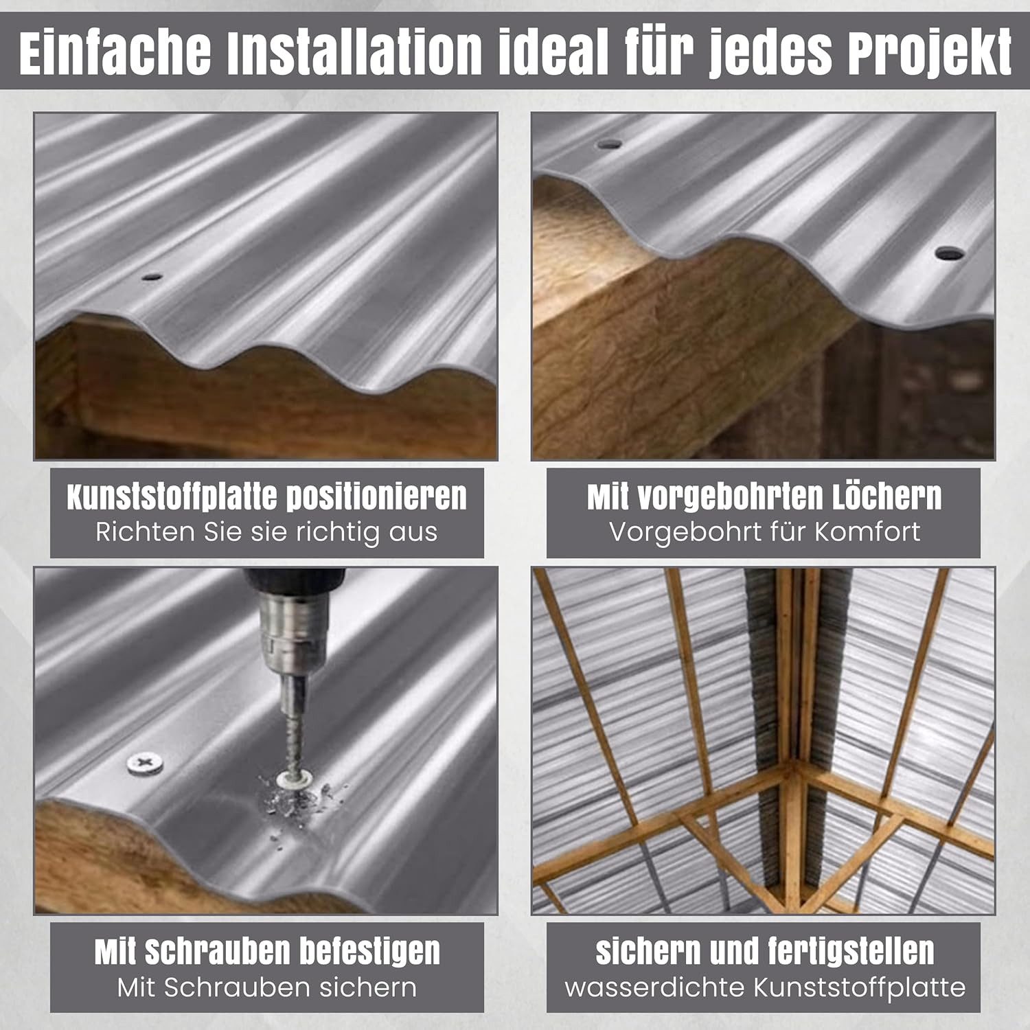 LP projekt Wellplatte Dach Kunststoff – Wetterfest & Langlebig für Überdachung, 1,2 mm, 1,05 m², (1-St., Einzelplatte oder 1er-/5er-/10er-Set), 90x117 cm Wellda – Bild 5 von 5