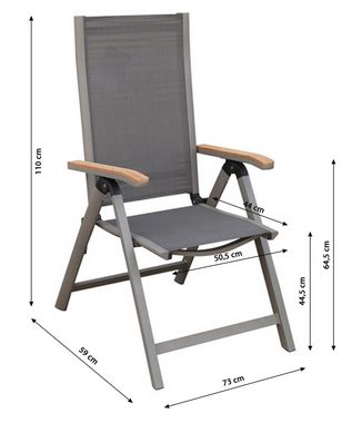 Dehner Gartenstuhl Klappsessel Colmar, 110 x 59 x 73 cm, schwarz, hochwertig aus Aluminium / Textilen / FSC®-zertifiziertem Holz