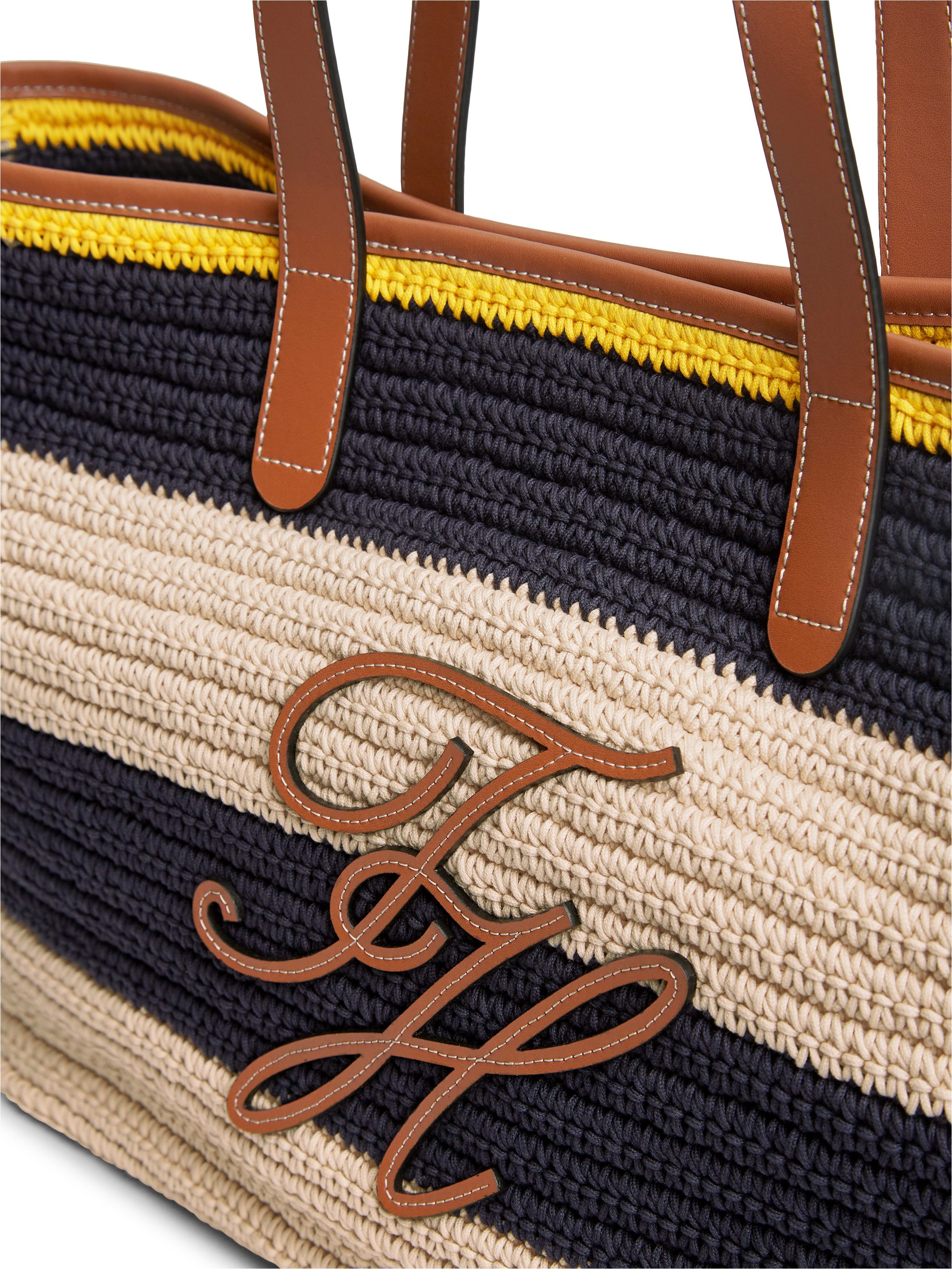Tommy Hilfiger Tragetasche TH NAUTICAL TOTE CROCHET STR, Damen Strandtasche mit Streifen und Logoschriftzug – Bild 4 von 5
