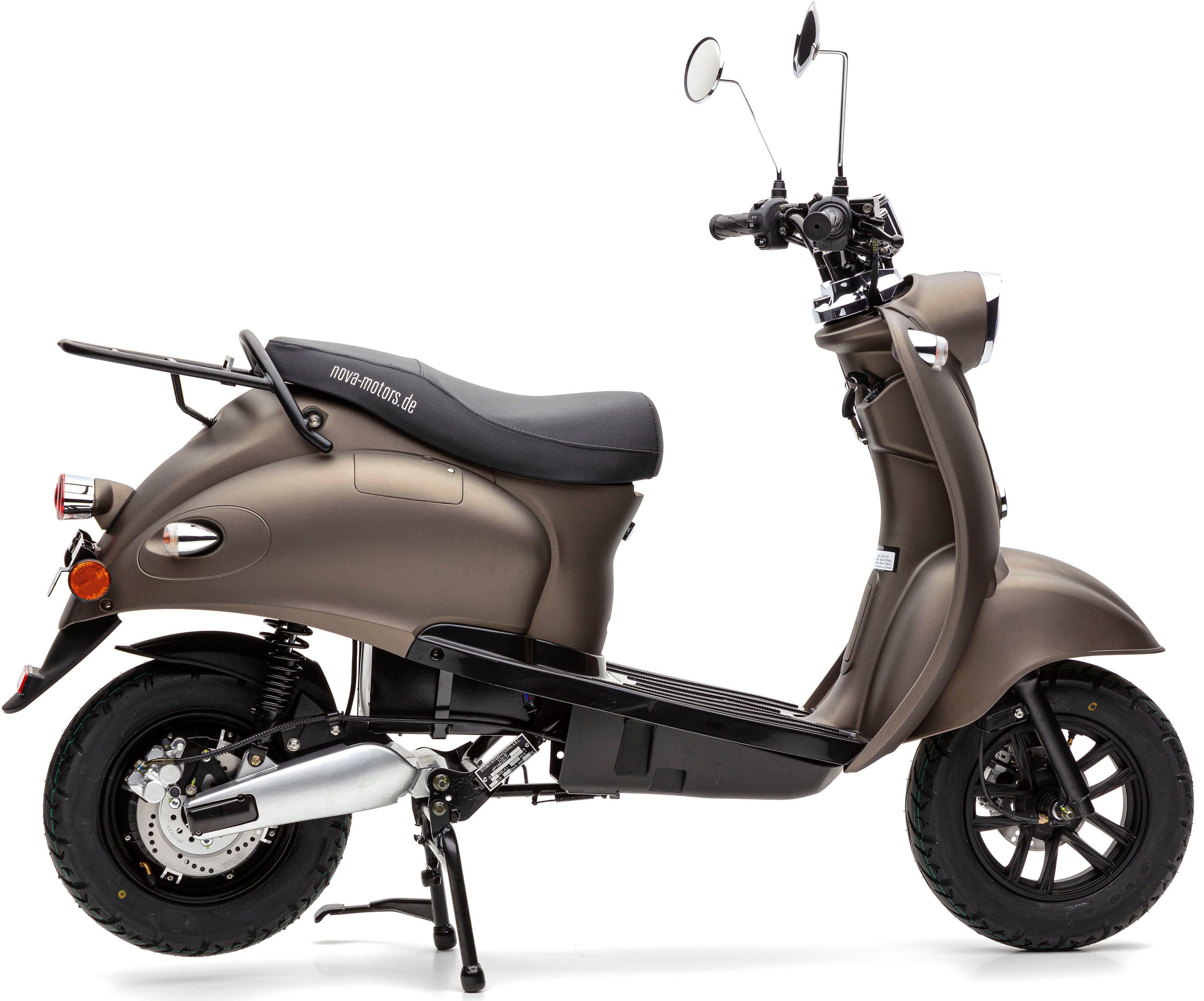 Nova Motors E-Motorroller eRetro Star Li, 2000 W, 45 km/h, bis zu 40 km Reichweite, härteverstellbare Dual-Stoßdämpfer hinten