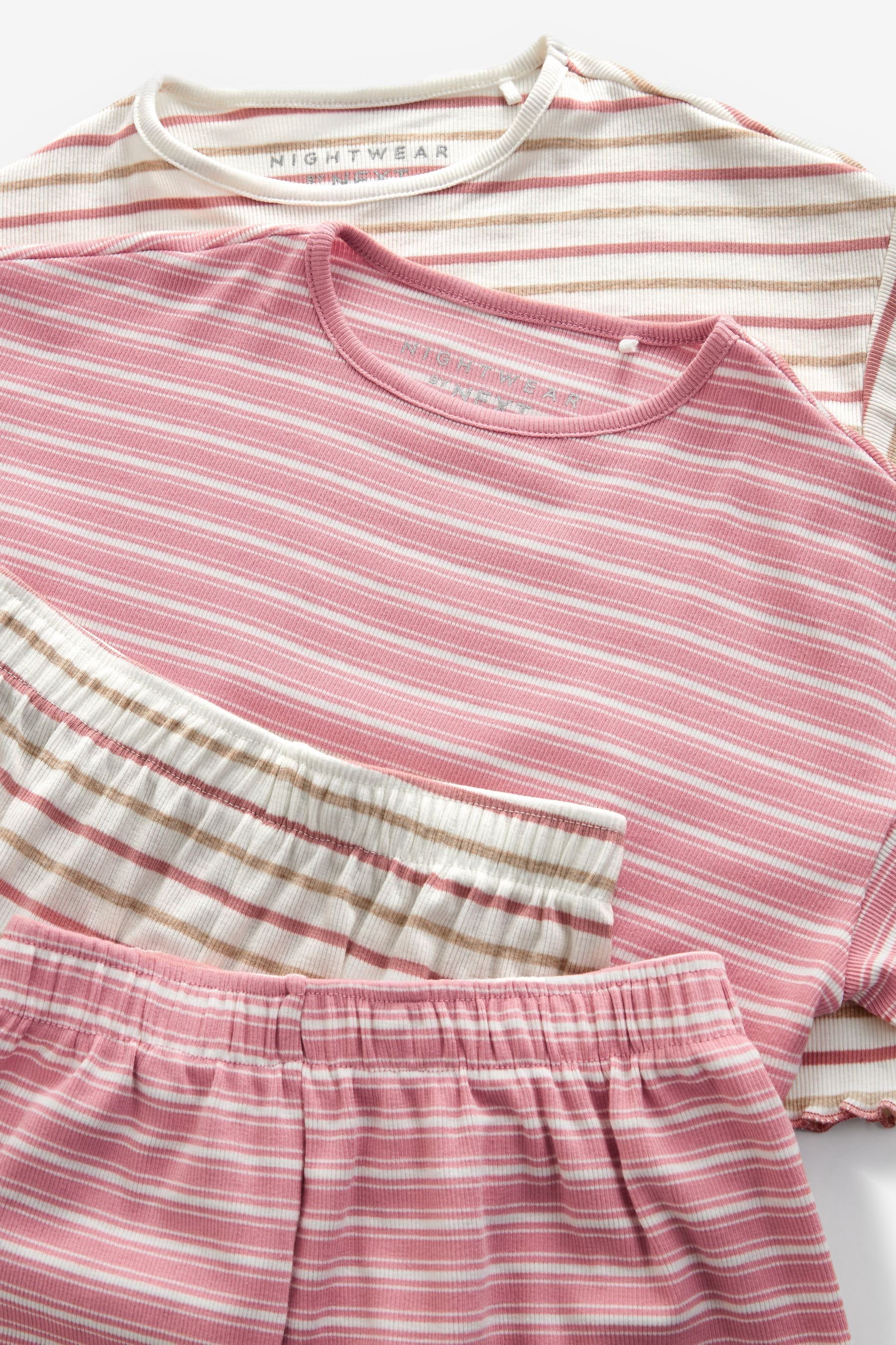 Next (4 Pyjama Schlafanzüge Pink/White tlg) gerippte 2er-Pack