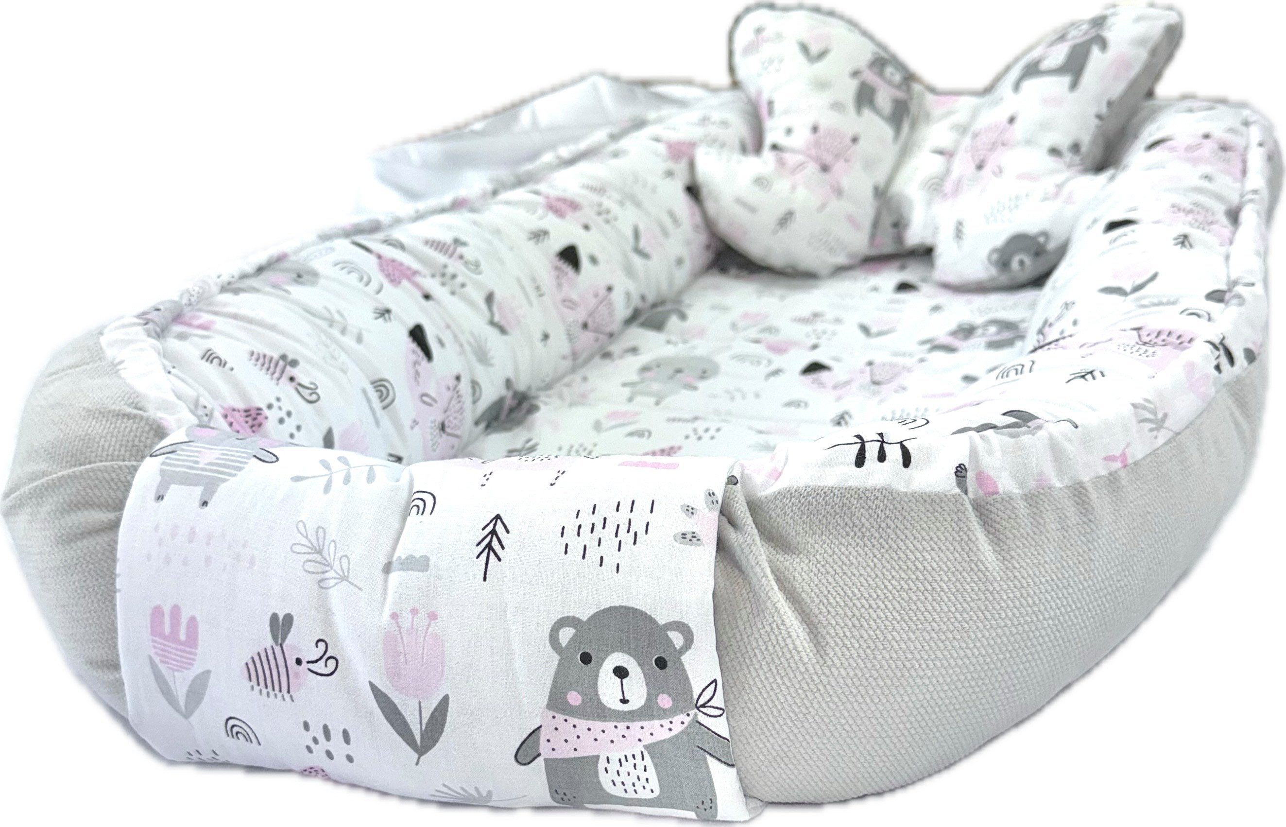 Pamek Bettnestchen Babybett Babynestchen Babynest Kinderbett Kokon zum schlafen Kissen, Sehr weiches material, Füllung 100% antiallergische Silikonkogel.