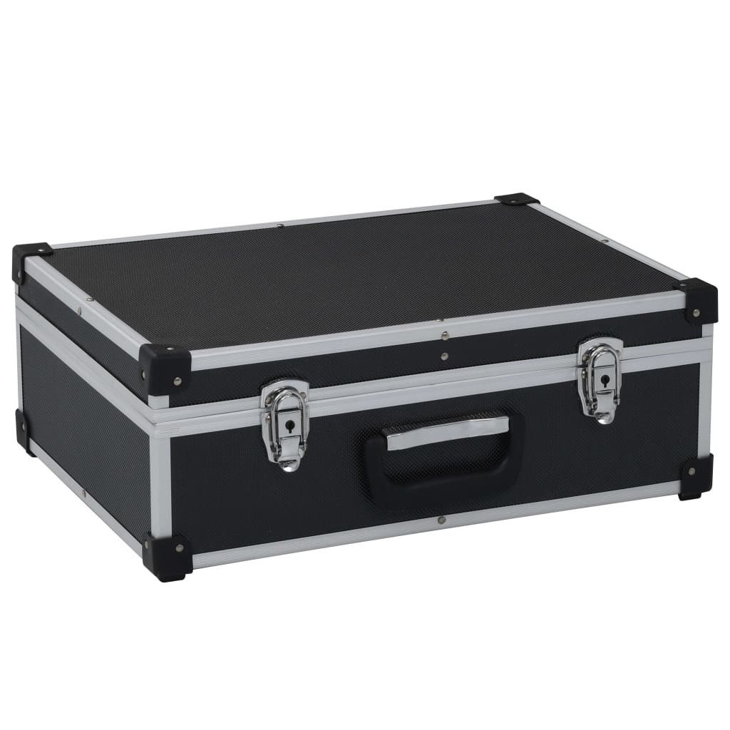 vidaXL Werkzeugbox Werkzeugkoffer 46 x 33 x 16 cm Schwarz Aluminium