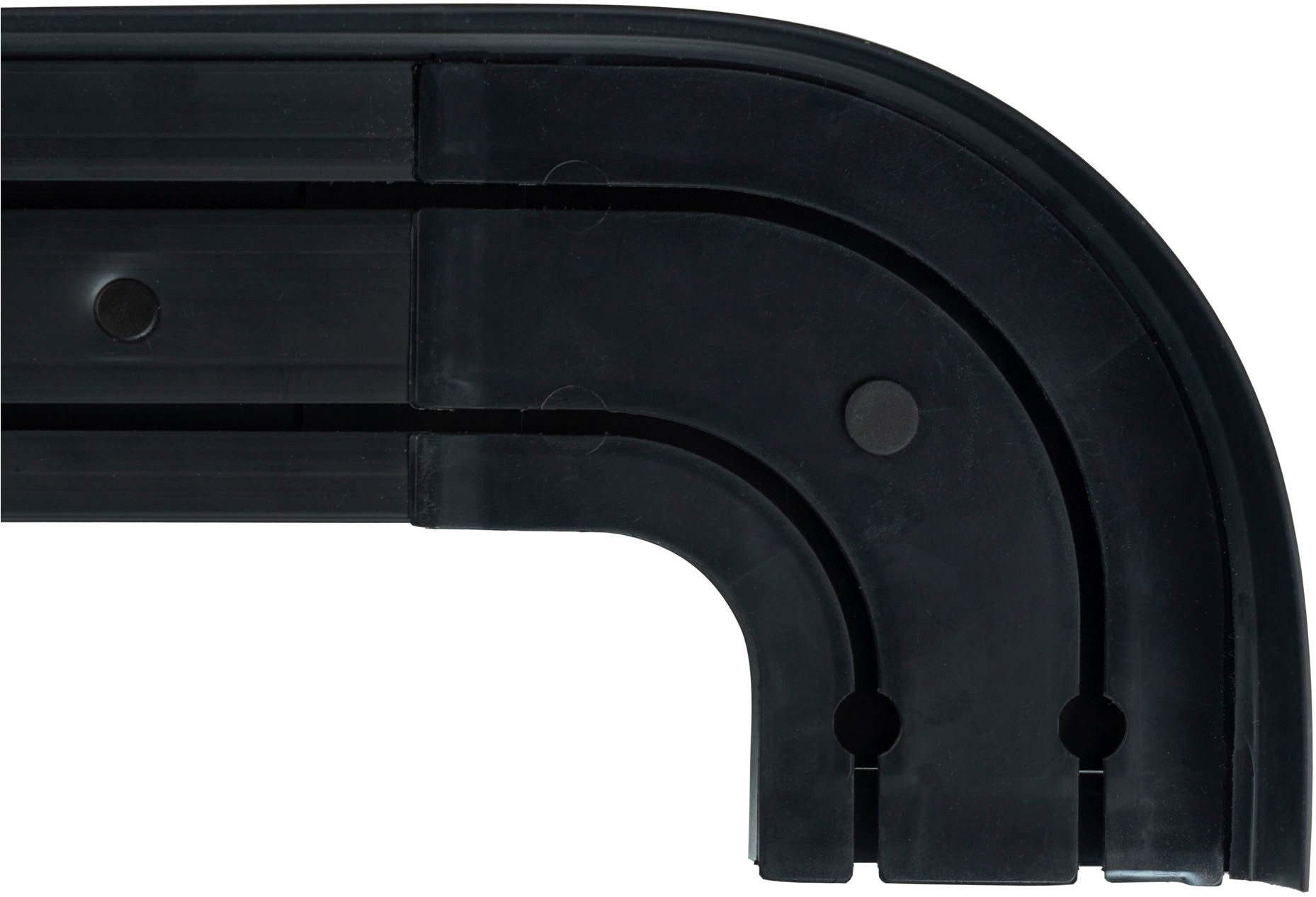 SN DECO GROUP Vorhangschiene SH2, 2-läufig, Fixmaß, mit Bohren, verschraubt, Kunststoff, Set 2-läufig,inkl. Rundbögen, Blende 5 cm, vorgebohrt, Innenlauf