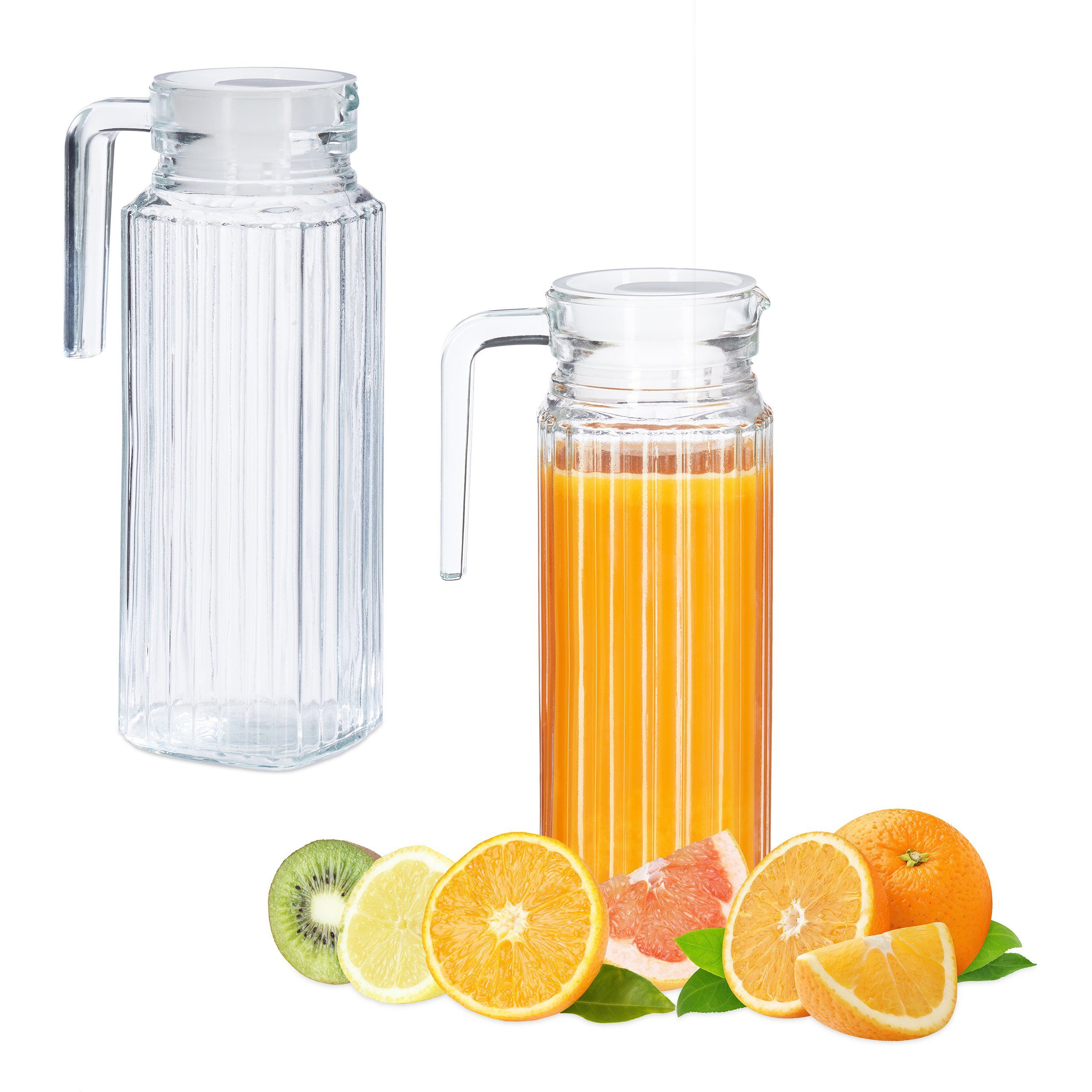 Wasserkrug 2 x Saftkrug Glas 1 l