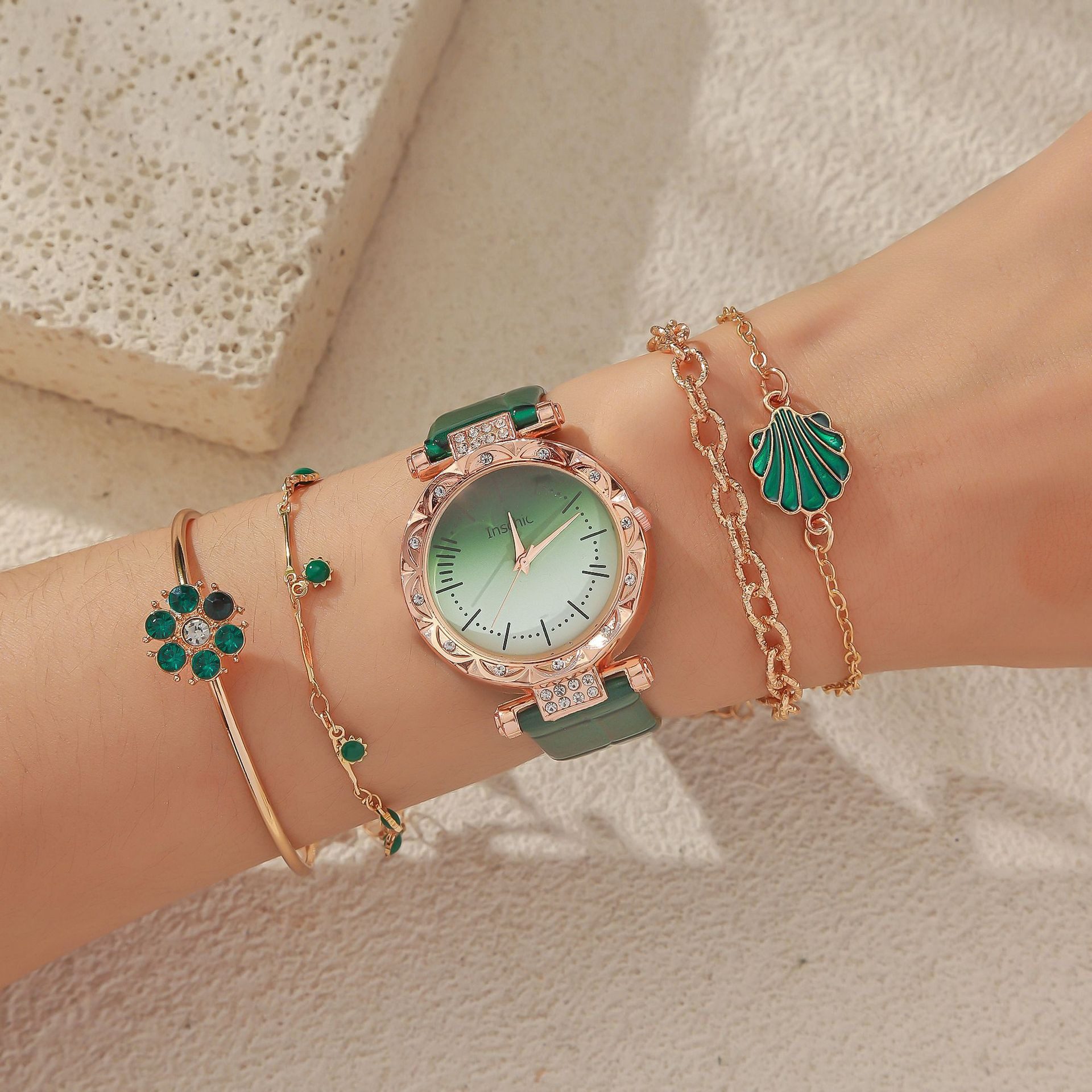 ibettertec Quarzuhr 5pcs Armbanduhr Volle Kristall Diamanten,Geschenke für günstig online kaufen