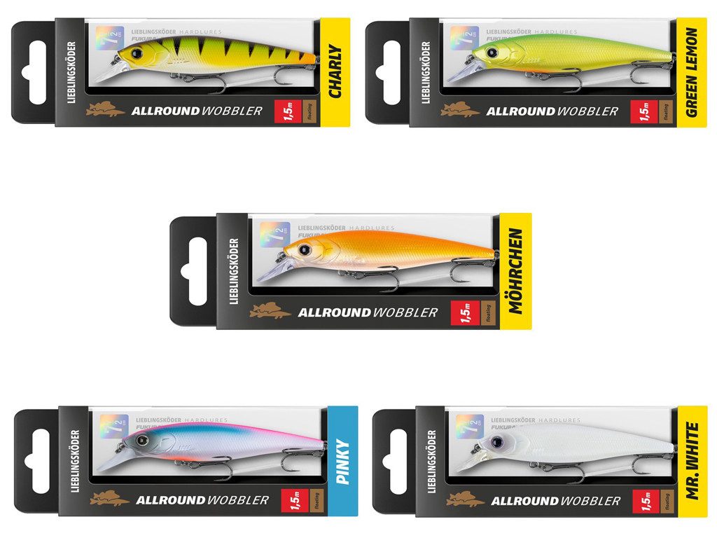 Lieblingsköder Kunstköder Allroundwobbler Set - Lieblingsköder - 5 er Set trübes Wasser, (Trüb, 5-St. Allroundwobbler Trüb), Effektiver Lauf, Exzellente Verarbeitung