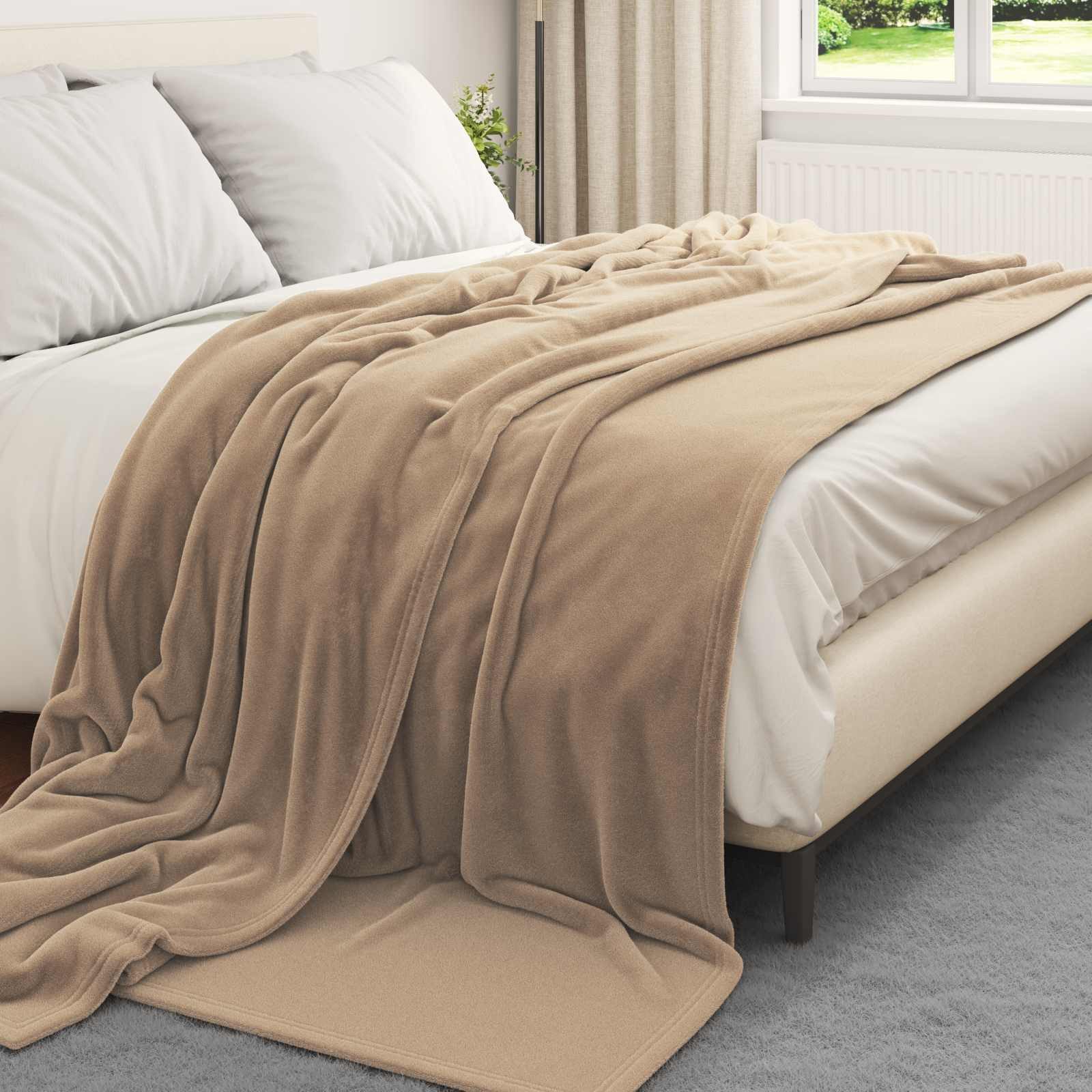 vidaXL Bettüberwurf Wohndecke Kamel 220 x 240 cm 1.37 kg Fleece