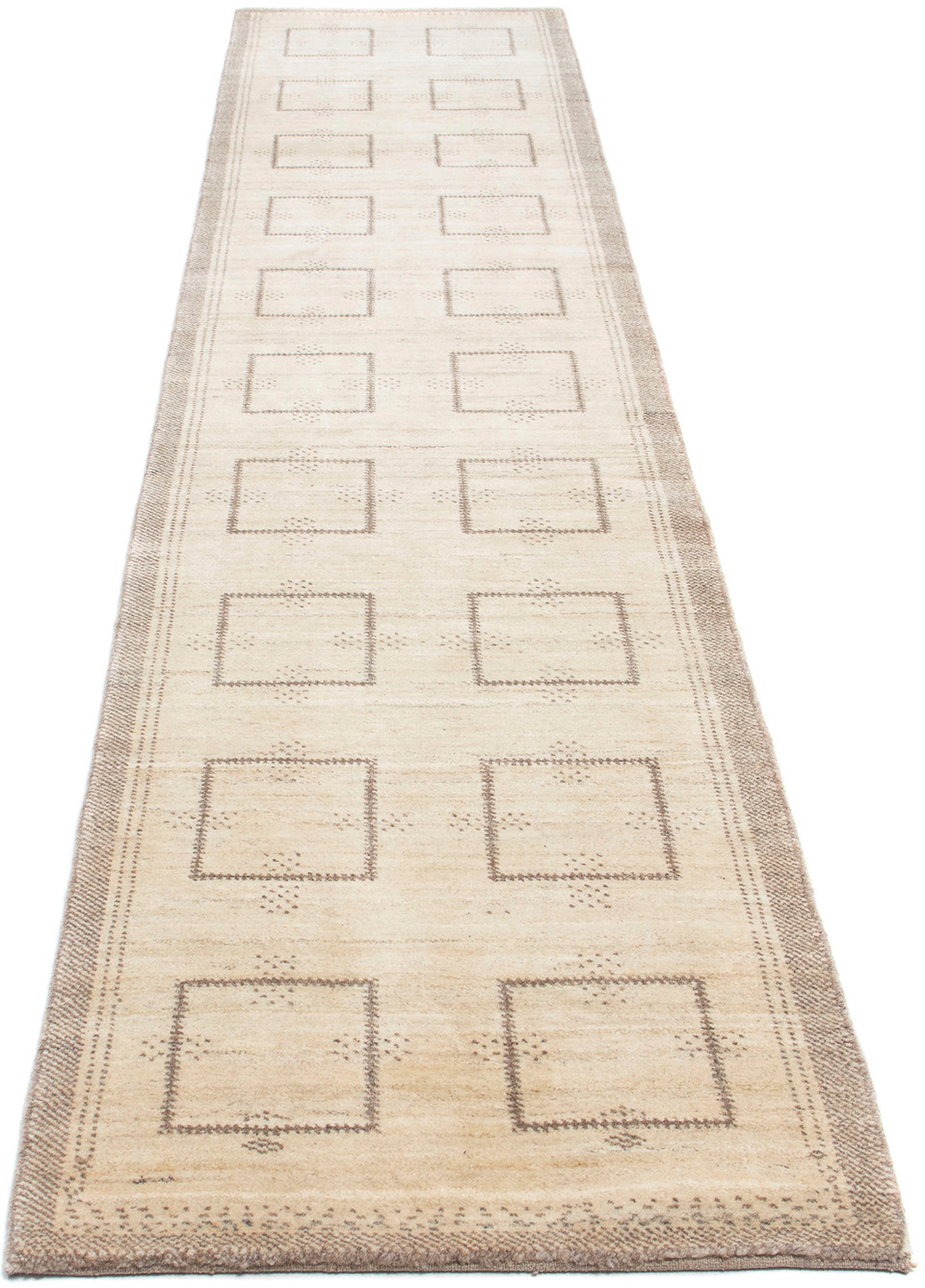 Wollteppich Gabbeh - Loribaft Persern - 345 x 75 cm - beige, morgenland, rechteckig, Höhe: 12 mm, Wohnzimmer, Handgeknüpft, Einzelstück mit Zertifikat