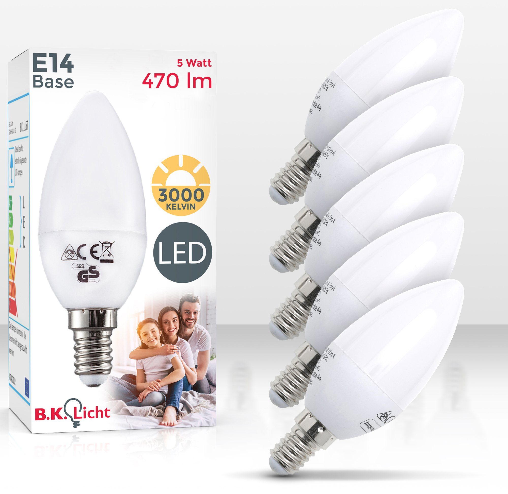 B.K.Licht LED-Leuchtmittel, E14, 5 St., Warmweiß, LED-Lampe Glühbirne 5 Wat günstig online kaufen