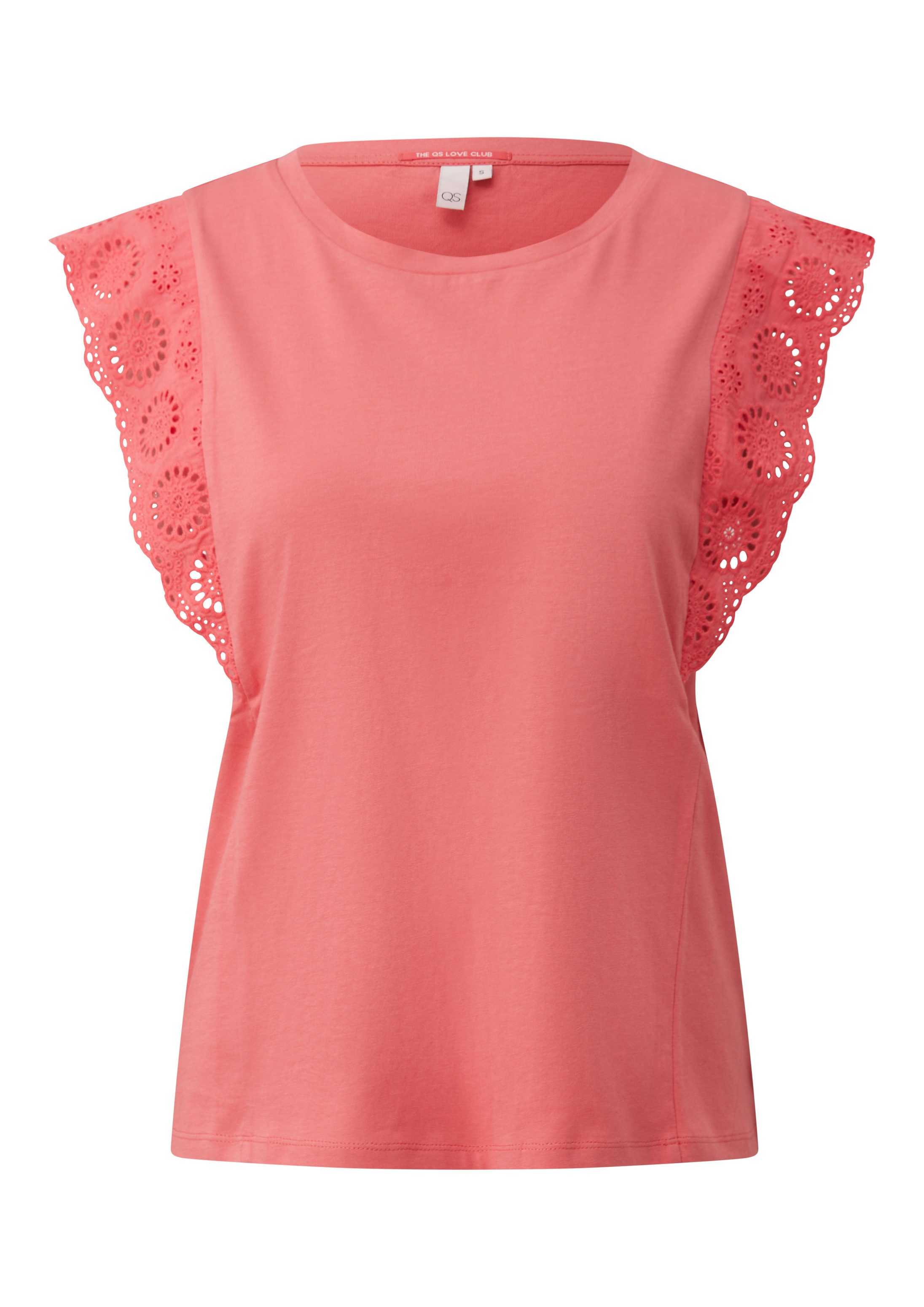 QS Muskelshirt T-Shirt Top mit Broderie Anglaise