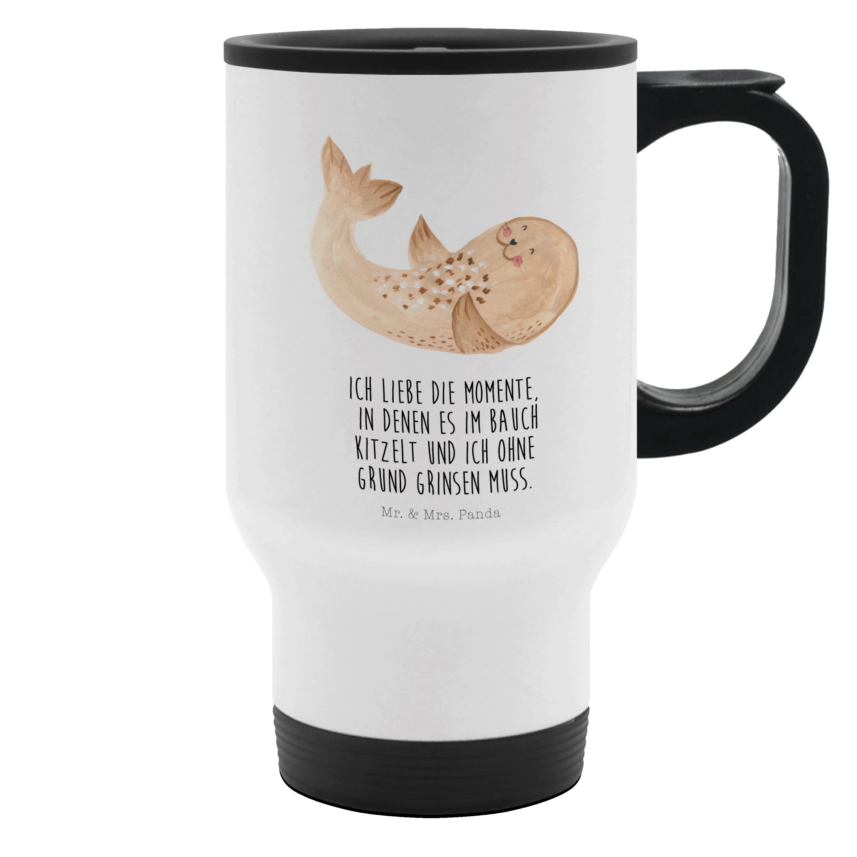 Mr. & Mrs. Panda Thermobecher »Robbe liegend Weiß Geschenk