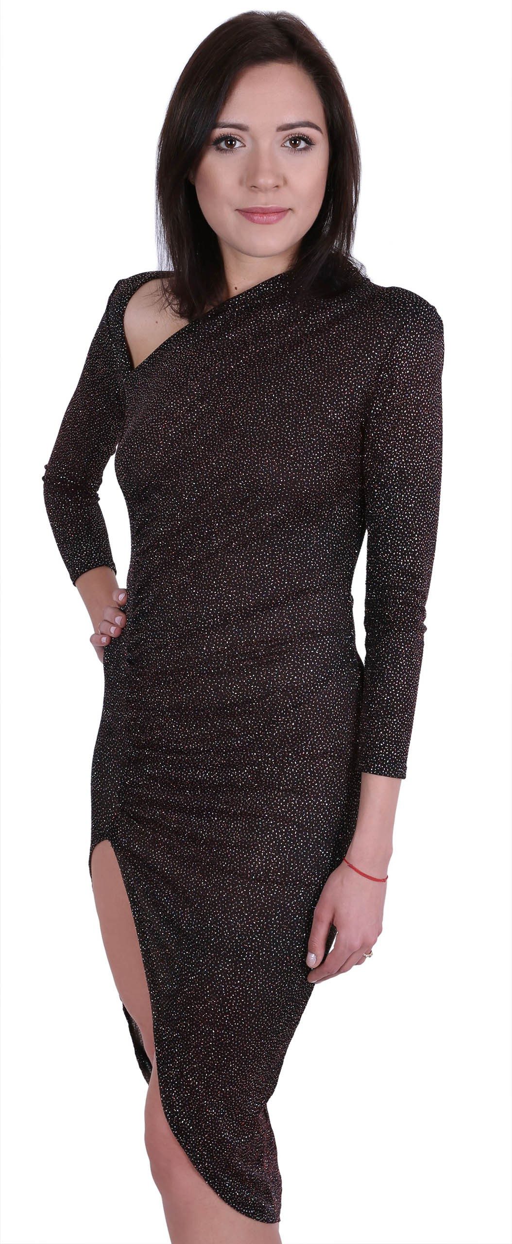 Midikleid John Zack Kupferfarbenes asymmetrisches Kleid XL