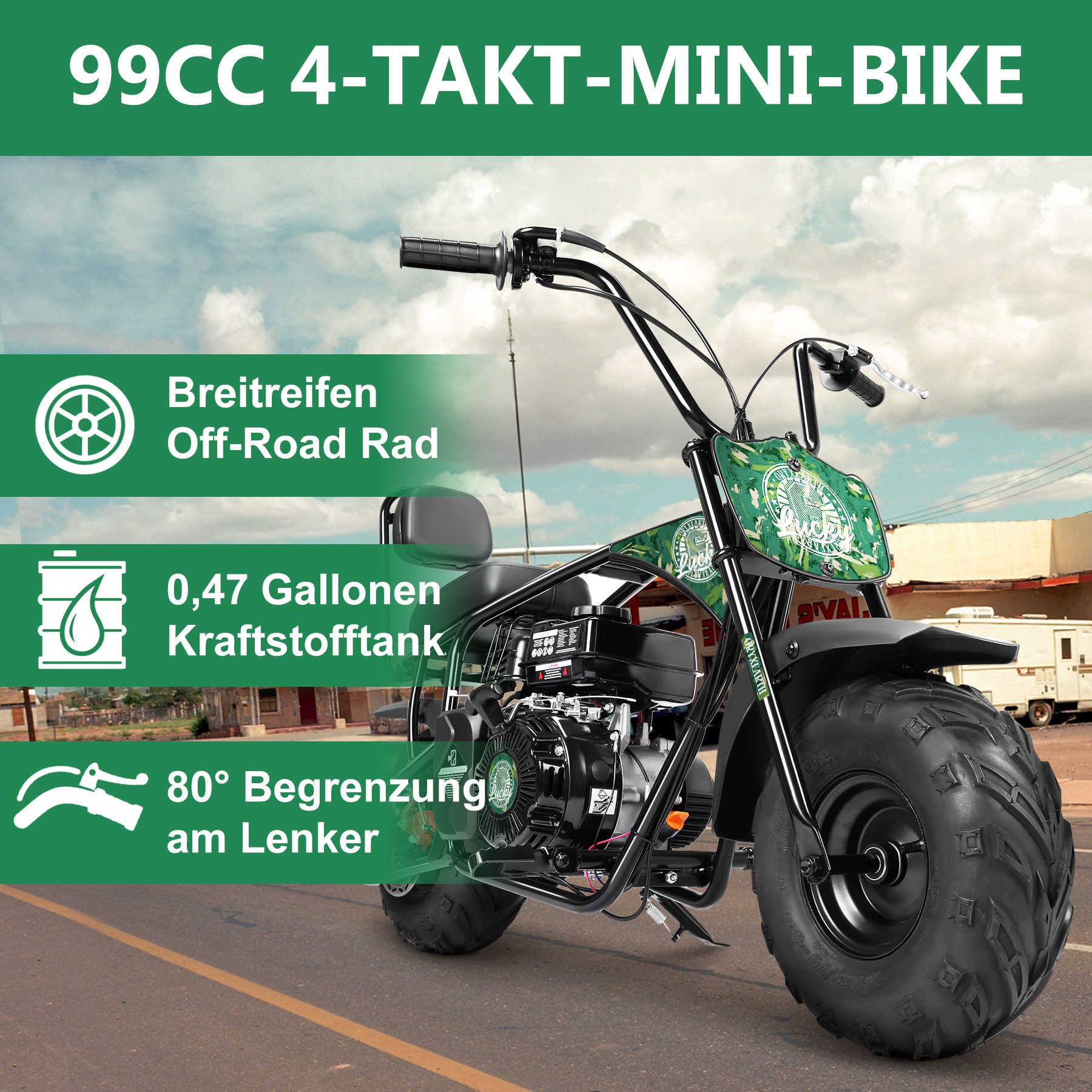 Oryxearth Dirt-Bike Pocket Bike Minicross 99cc 20km/h Gasbetriebenes Offroad-Motorrad