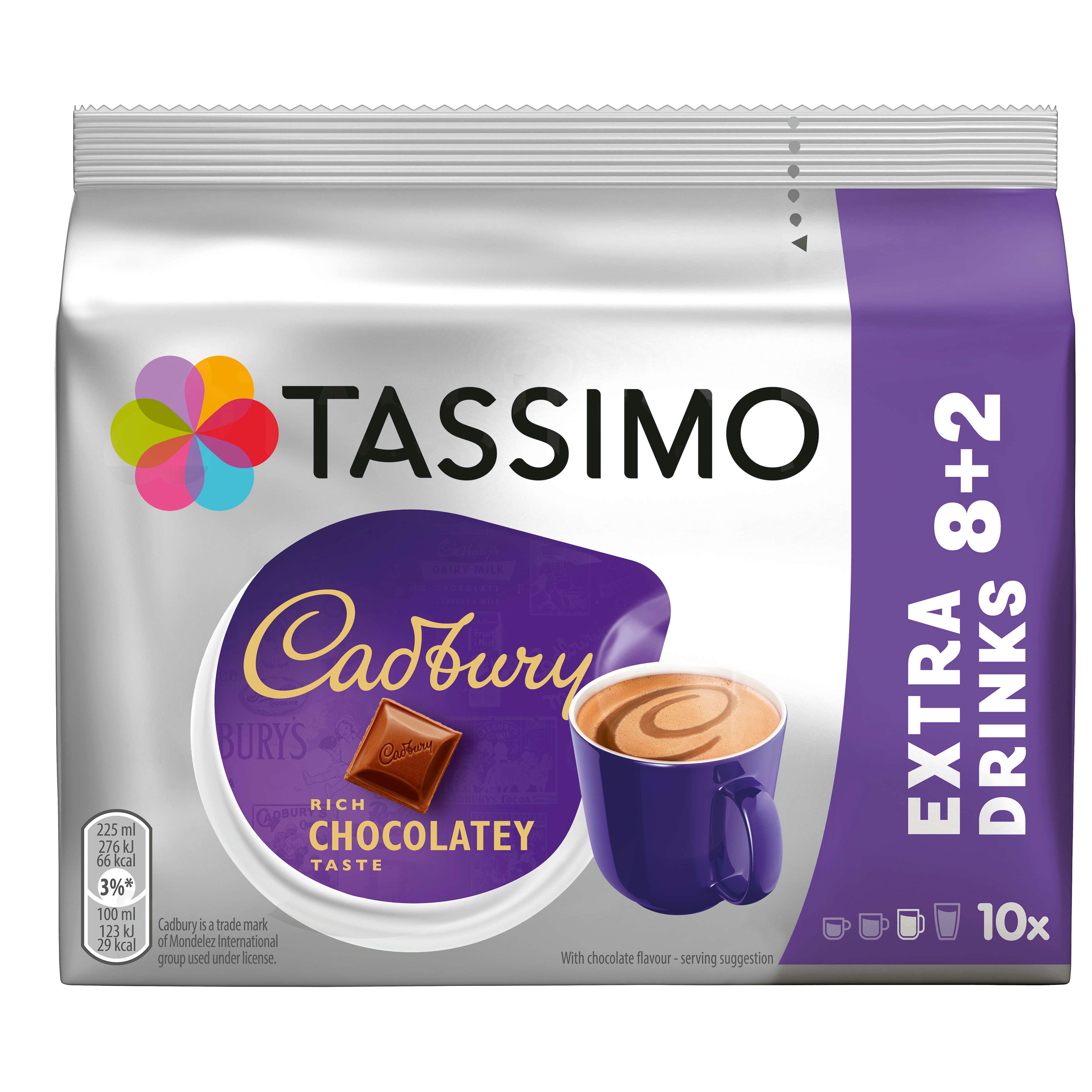 TASSIMO Kaffee Kapseln Cadbury Hot Chocolate T Discs 5 x 10 Schokoladenkapseln, 800 g, (Packung, 5er Pack)