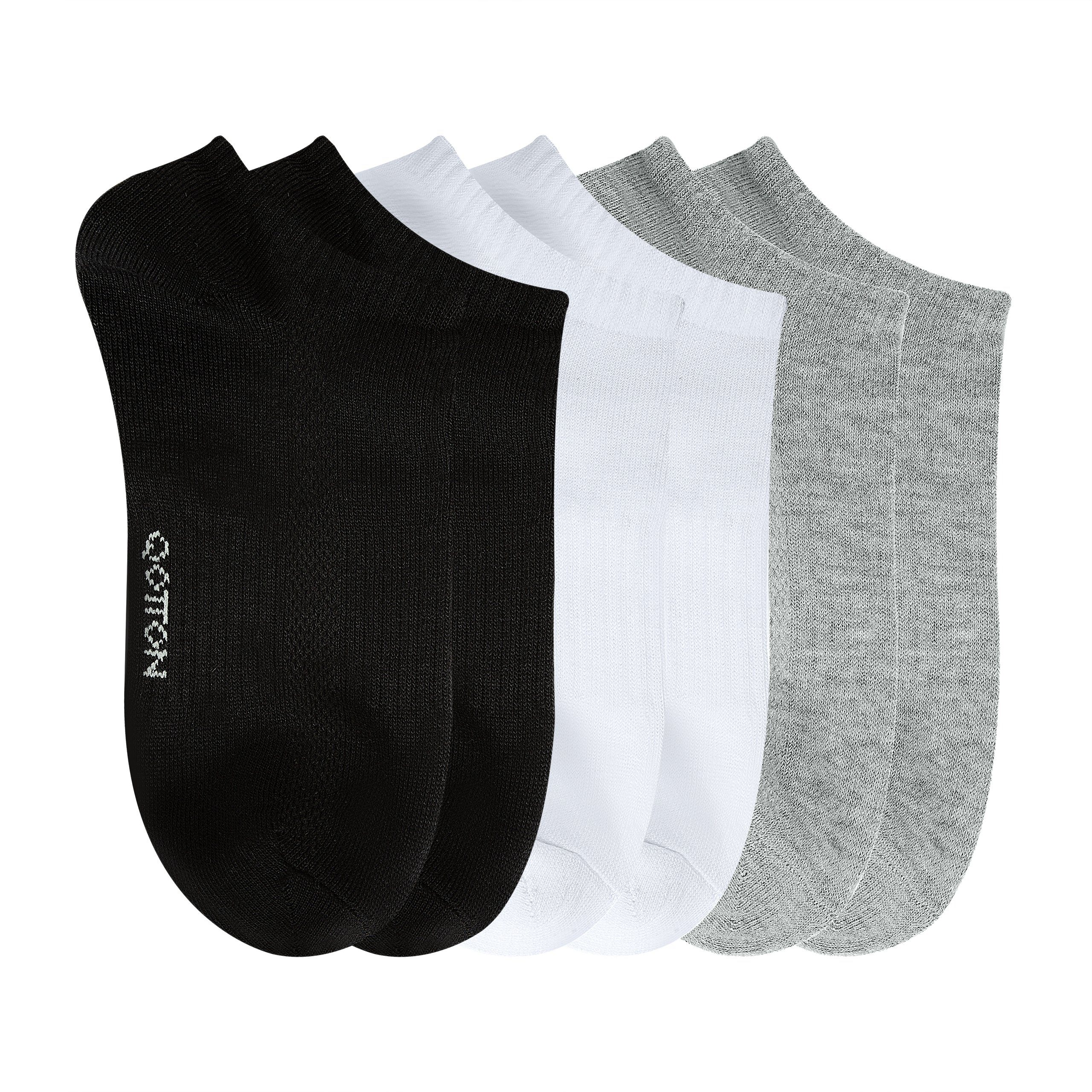 Qotton Sneakersocken Qotton Sneakersocken Herren (6x 6er Pack) 6-Paar, nachhaltig Socken Füßlinge Paar) Rutschfest Sportsocken (Box, & kurze gekämmte Damen Für Weiss atmungsaktiv alle Baumwolle Jahreszeiten