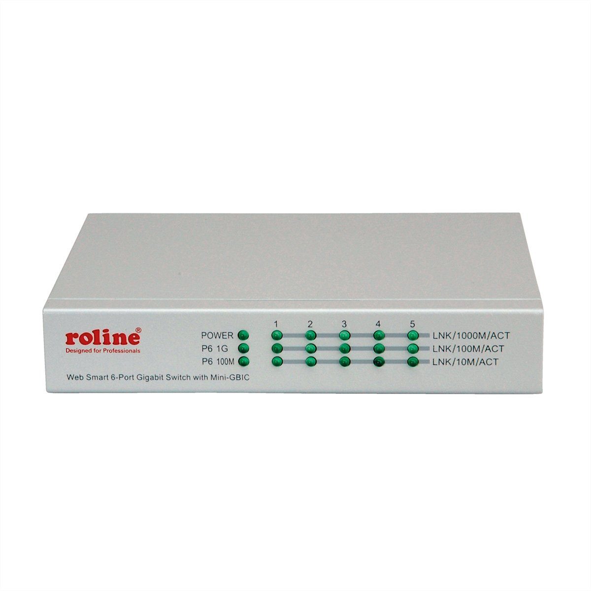 ROLINE Gigabit Ethernet Switch 6 Ports (5x 10/100/1000 + 1x SFP) Netzwerk-Switch (WebSmart)