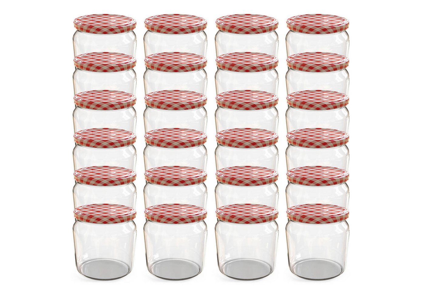 Oputec Einmachglas 24x 360 ml Einmachgläser mit Schraubdeckel TO 82 rot Marmeladengläser, Glas / Metall