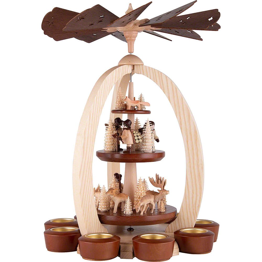 Erzgebirge-Palast Weihnachtspyramide 3-stöckige Pyramide Im Wald - Exklusiv (44cm) von Erzgebirge-Palast