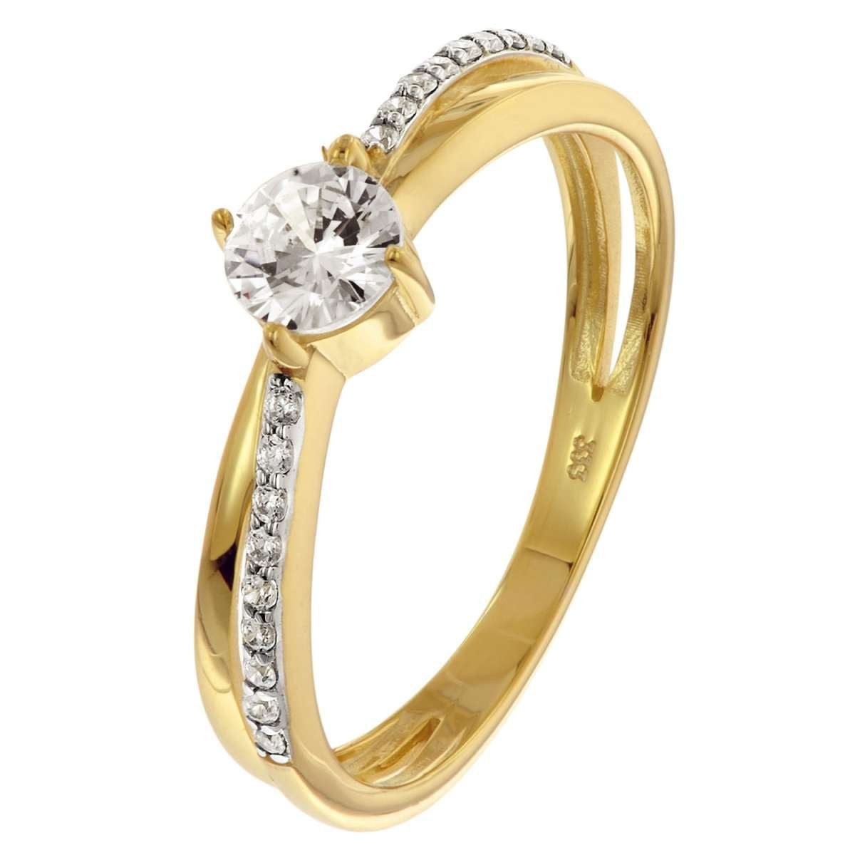 Glizz Solitärring GL8806, Damenring Gold 333/8K mit Zirkonia