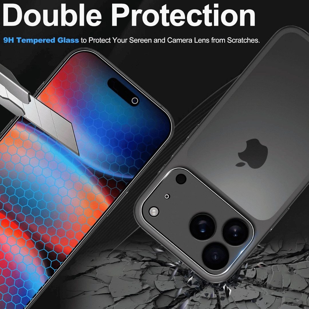 SmartUP Displayschutzglas 2X Schutzglas für iPhone 17 Pro Display Kamera Panzerfolie Full Screen für iPhone 17 Pro, 4 Stück, Rundumschutz, passgenaue Verarbeitung