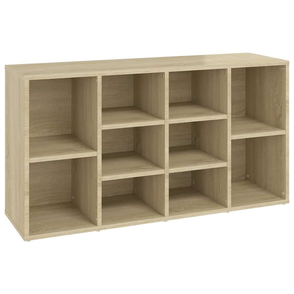 furnicato Schuhbank Sonoma-Eiche 103x30x55 cm Holzwerkstoff (1-St), TV-Schrank mit 10 Fächern, Ablagefläche und viel Stauraum für Schuhe