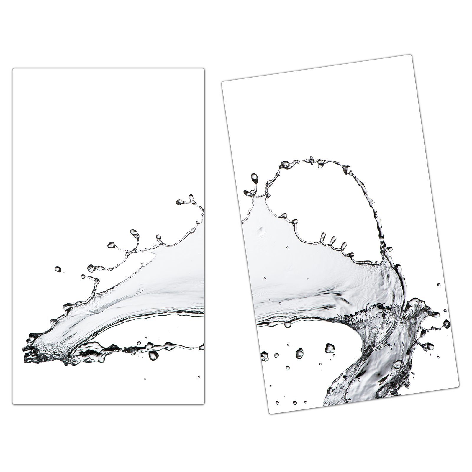 Primedeco Herd-Abdeckplatte Herdabdeckplatte Spritzschutz aus Glas Dunkler Wassersplash, Glas, (2 tlg)