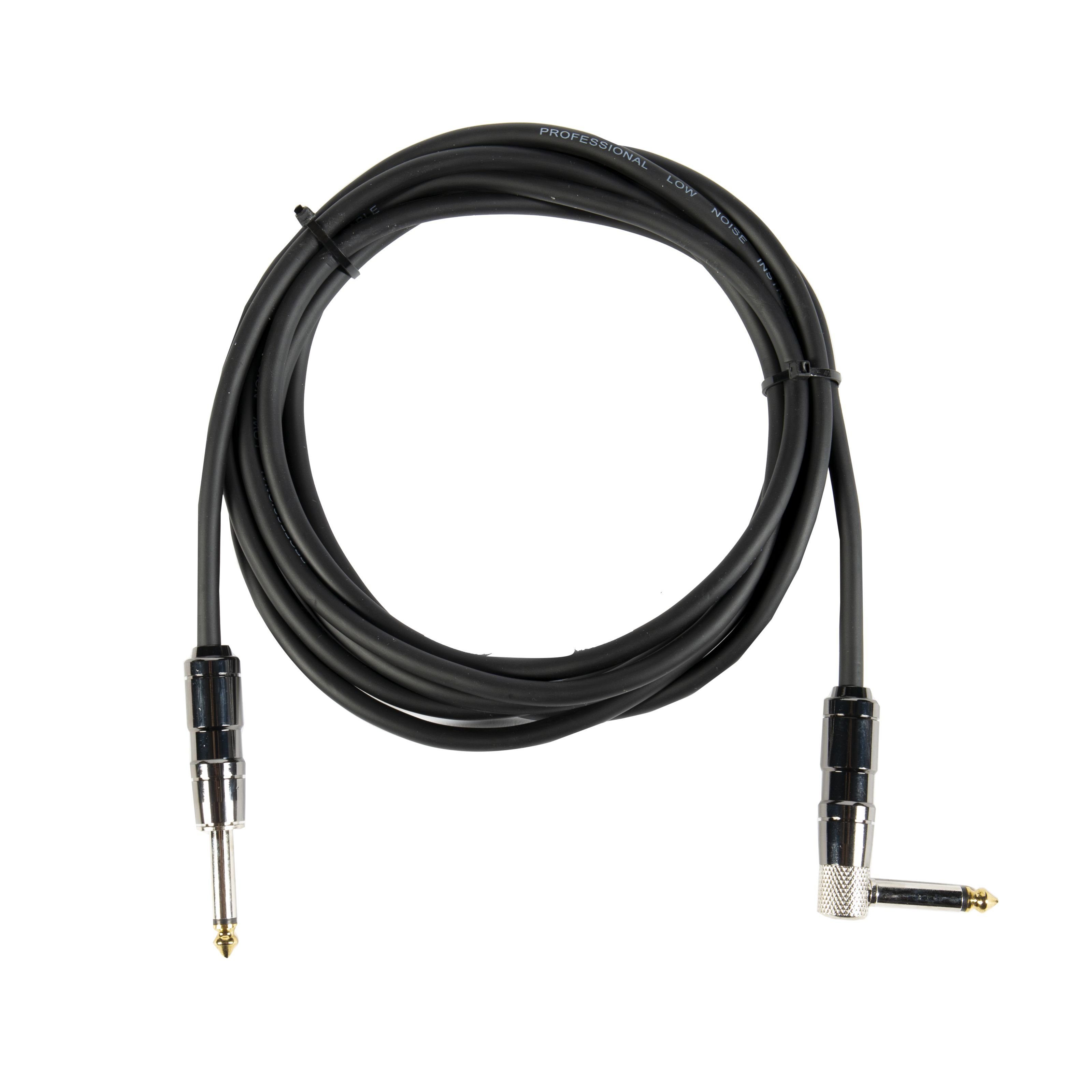 MUSIC STORE Instrumentenkabel, Instrumentenkabel 3m, Gerade Winkelstecker, Schwarz