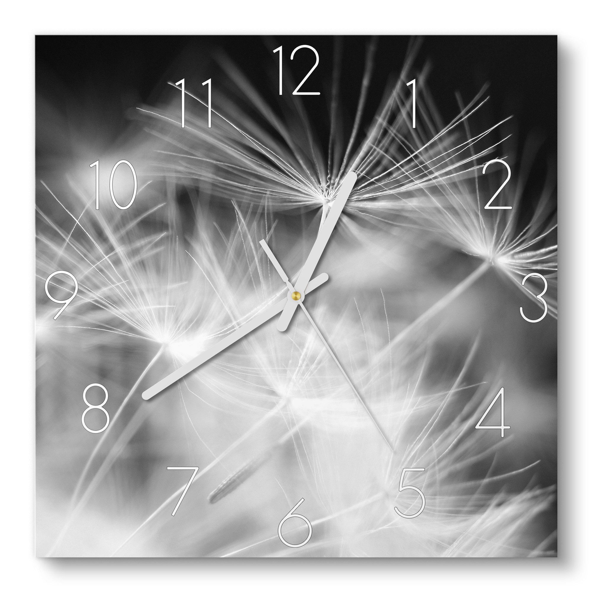 DEQORI Wanduhr 'Pusteblumenflug' (Glas Glasuhr modern Wand Uhr Design Küchenuhr)