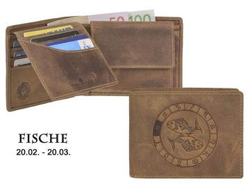 Greenburry Geldbörse Vintage, Portemonnaie, Lederbörse, Sternzeichen-Prägung Fische