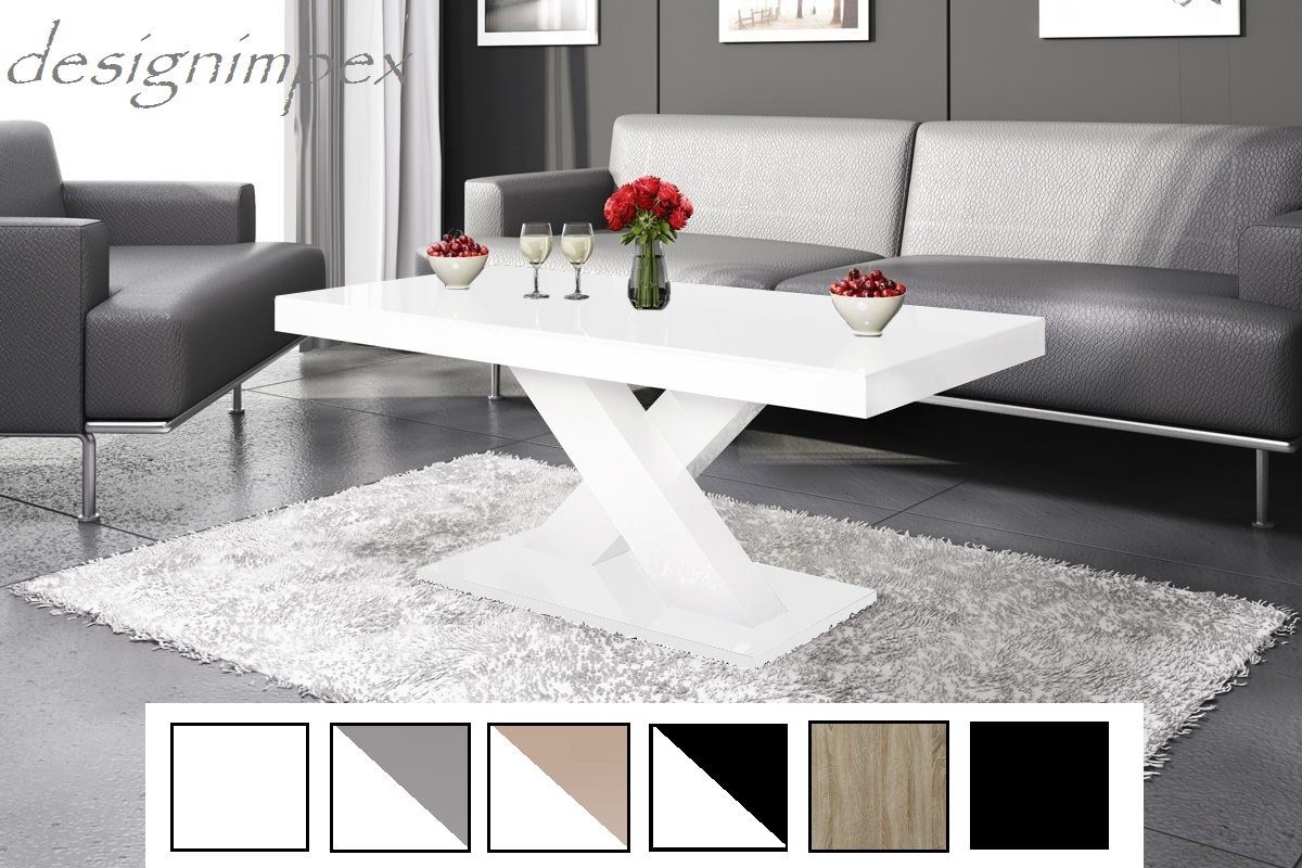 designimpex Couchtisch Design H-888 Weiß Hochglanz Highgloss Tisch Wohnzimmertisch